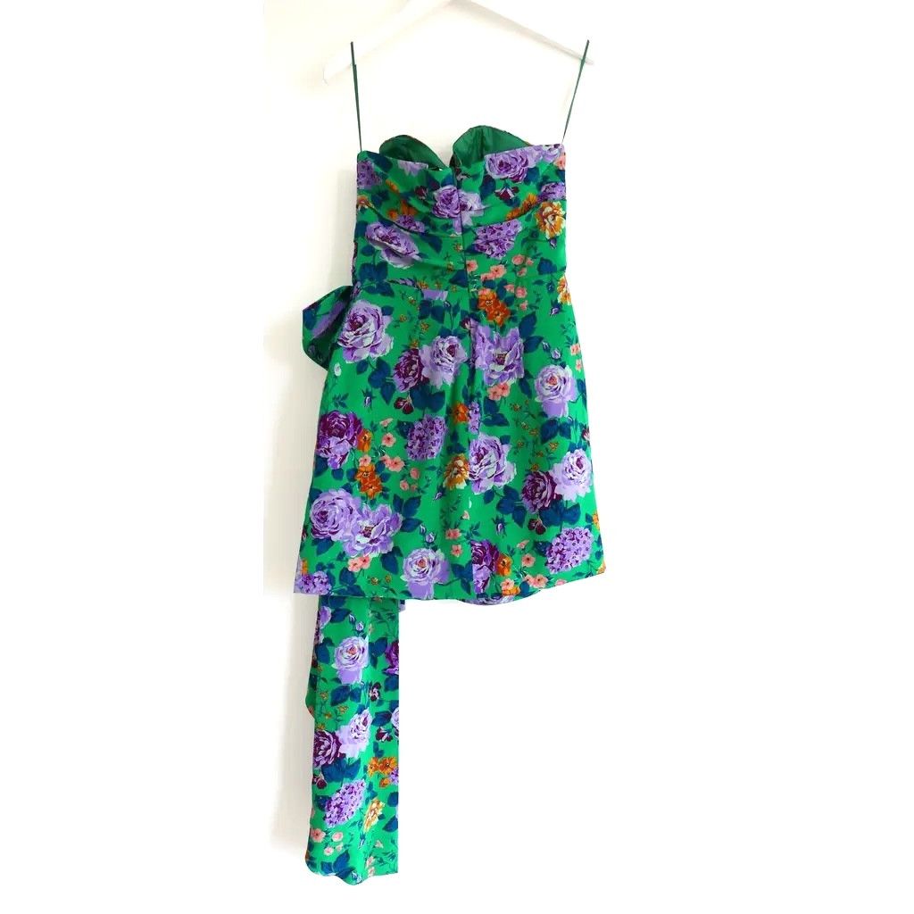 Alessandra Rich Floral Print Silk Mini Dress Green -  www.rajagirimanappuram.com