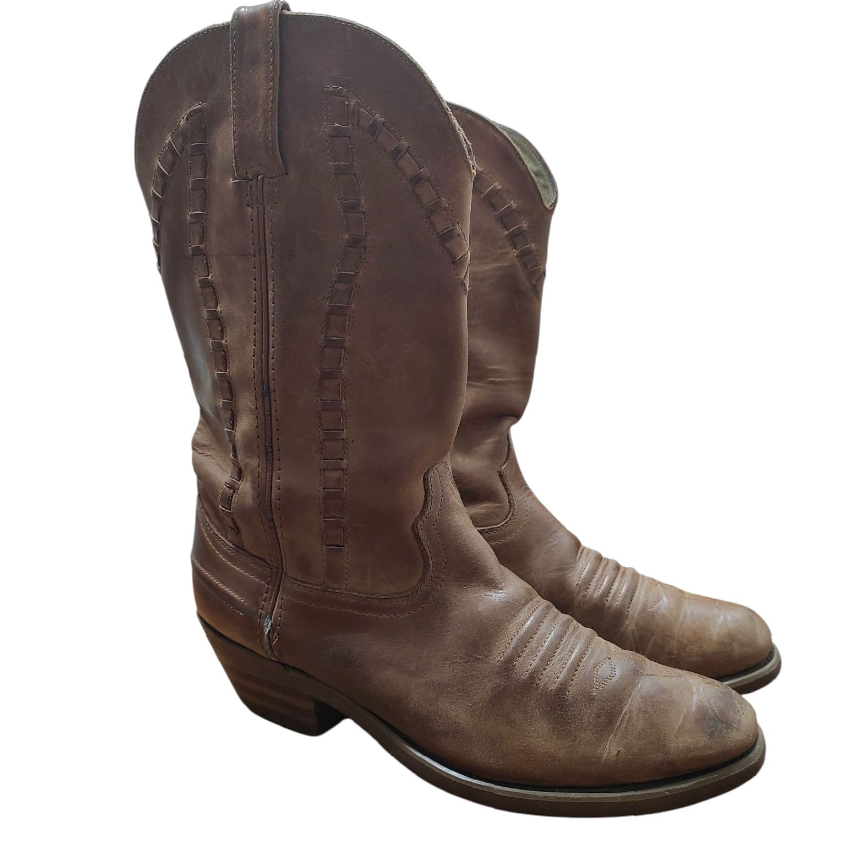 Durango VINTAGE Durango Western Cowboy Boots Mens 9.5 M Weave Square Toe Leather Boots RD5012 Size US 10 / EU 43 - 3 Thumbnail