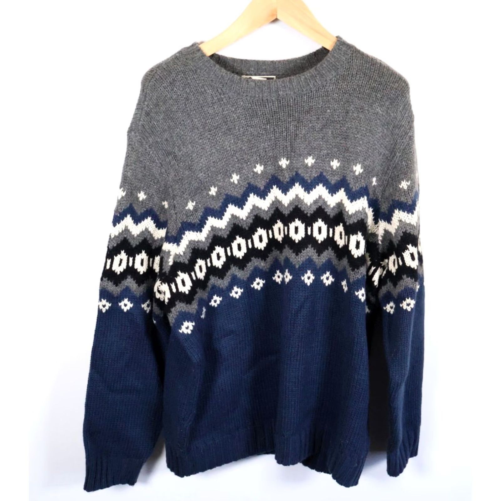 Route 66 VINTAGE Route 66 Sweater Geometric Crew Neck Knit Heavyweight Wool Blend Blue Large Mens Size US L / EU 52-54 / 3 - 2 Thumbnail