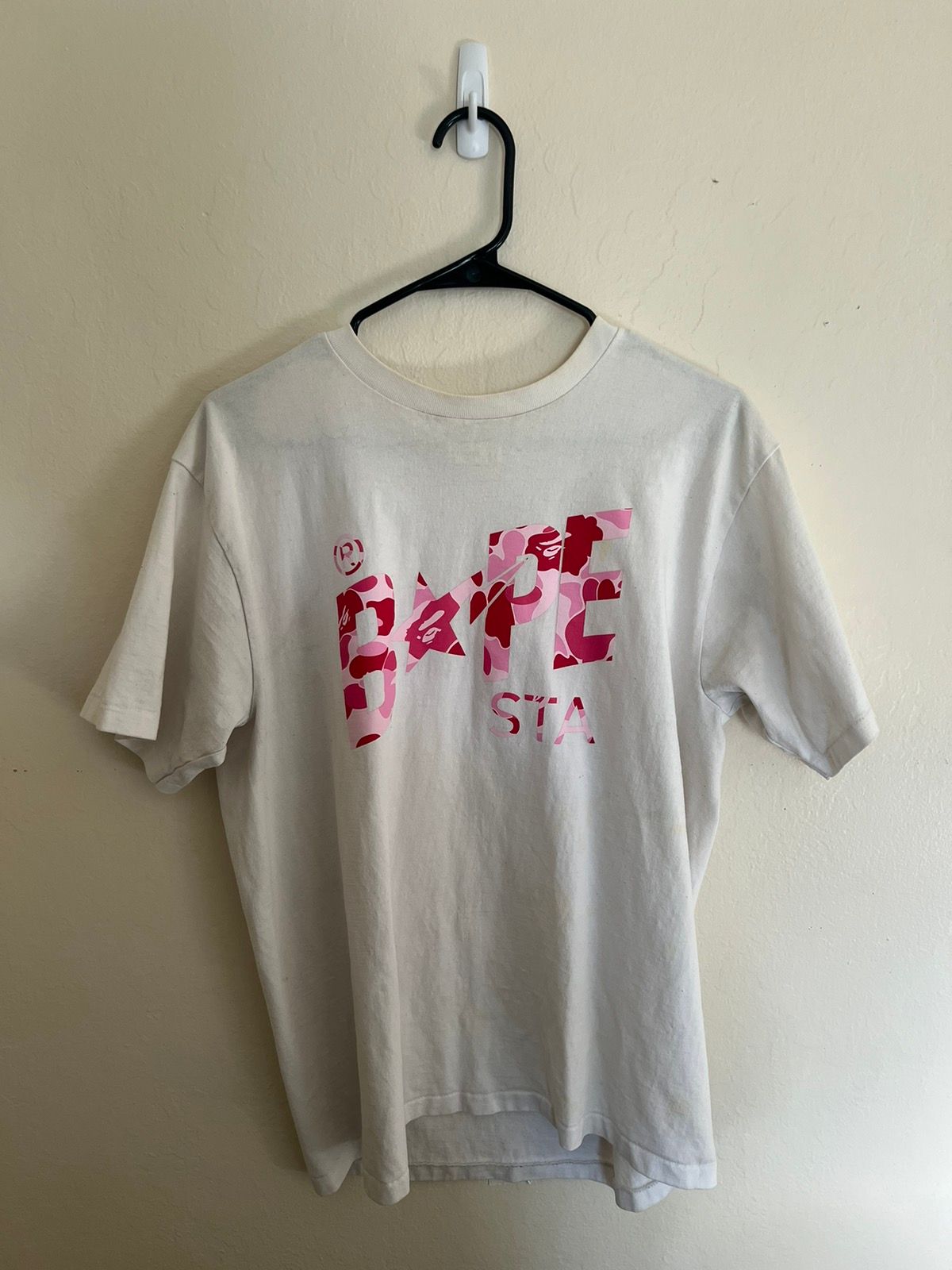 Pre-owned Bape Pink Camo Sta Tee Shirt In White