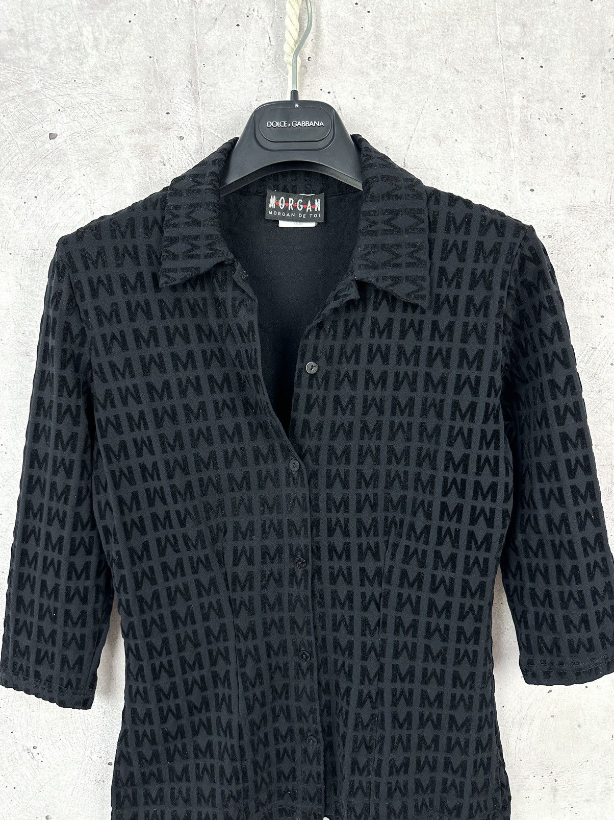 Vintage Vintage Morgan Black Monogram 3/4 Sleeve Women’s Shirt Size XS / US 0-2 / IT 36-38 - 2 Thumbnail