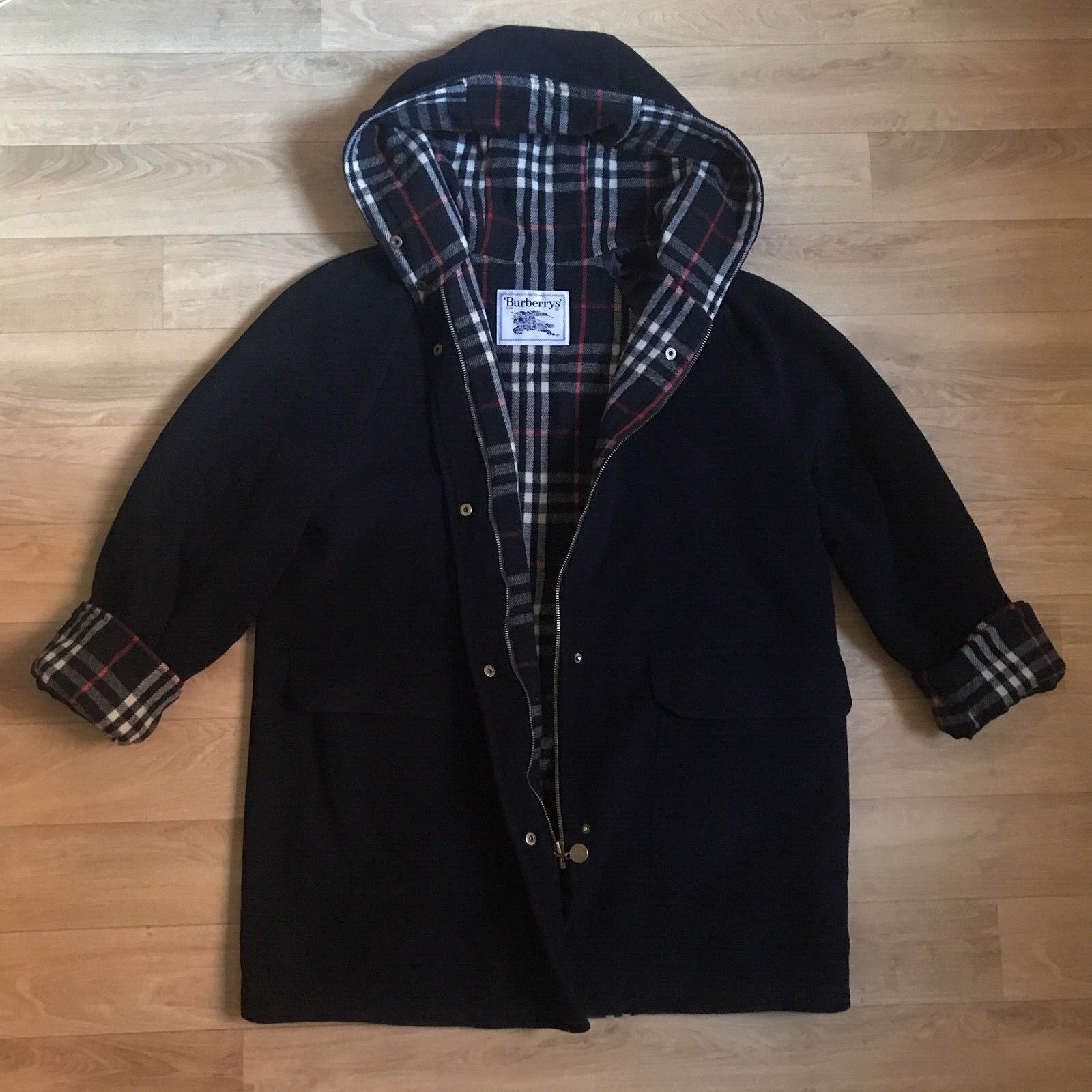 Burberry Vintage burberry coat hooded wool nova check blue navy women Size M / US 6-8 / IT 42-44 - 1 Thumbnail