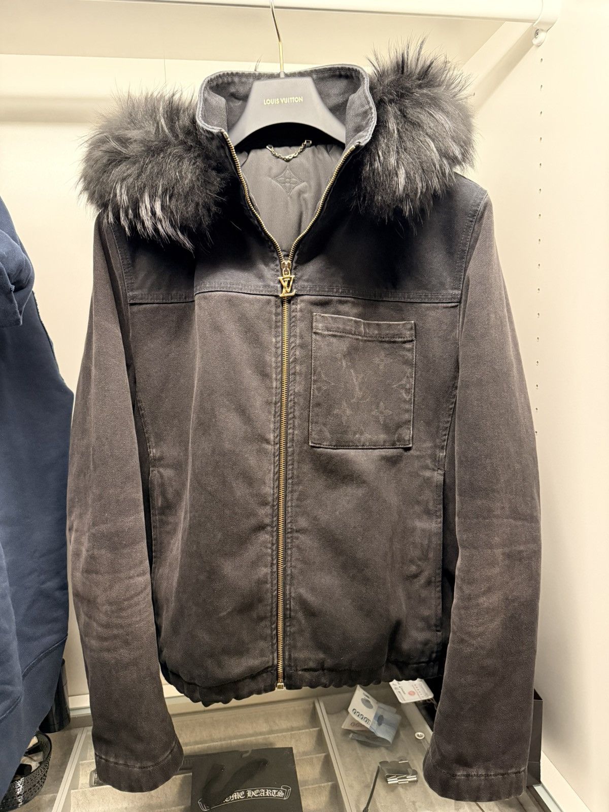 Louis Vuitton Louis Vuitton Denim Blouson With Fur Hood Size US M / EU 48-50 / 2 - 1 Thumbnail