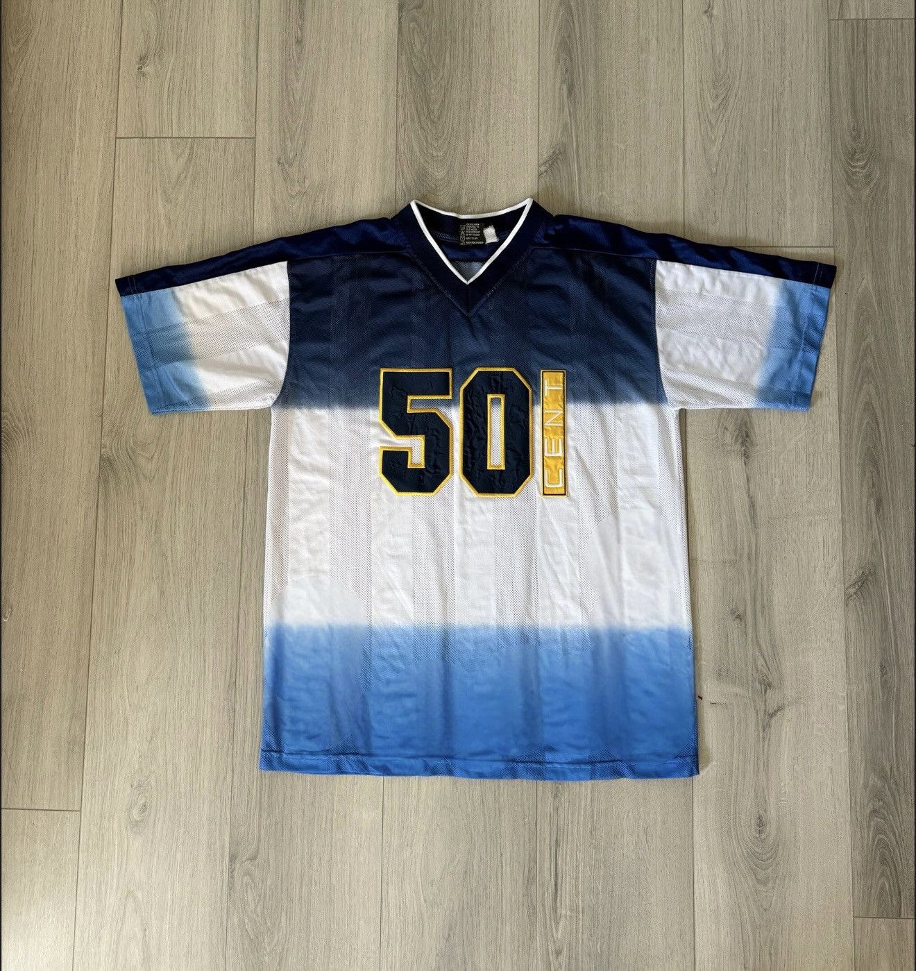 50 Cent Y2K 50 Cent Blue, White, & Yellow Oversized Jersey Tee Size US L / EU 52-54 / 3 - 2 Thumbnail