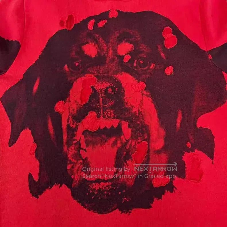 Givenchy Givenchy Red Rottweiler big dog head distressed hoodie Size US L / EU 52-54 / 3 - 4 Thumbnail