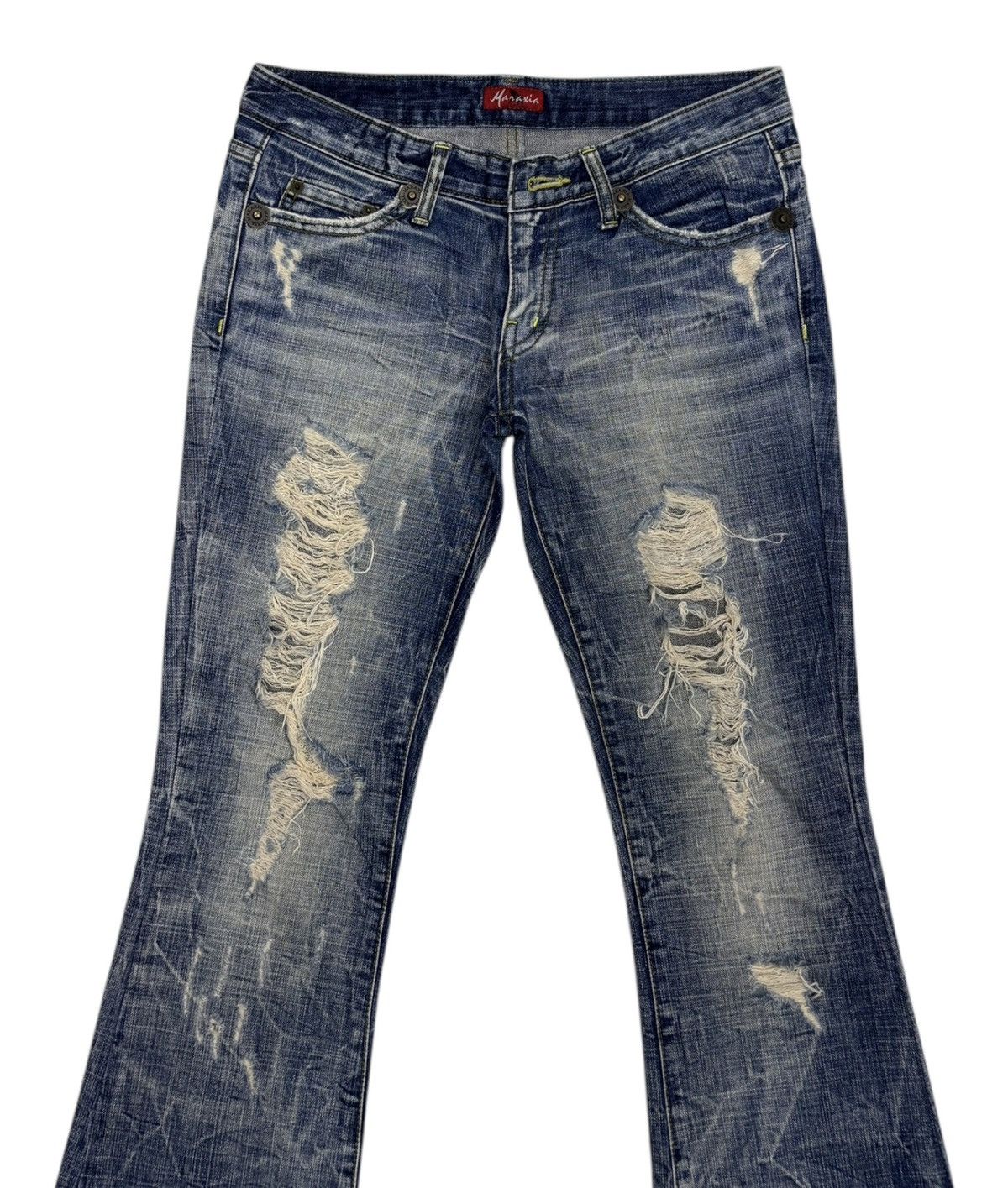 Hysteric Glamour × Japanese Brand HYSTERIC GLAMOUR STYLE DISTRESS DENIM MARAXIA FLARED PANTS Size 30" / US 8 / IT 44 - 7 Thumbnail