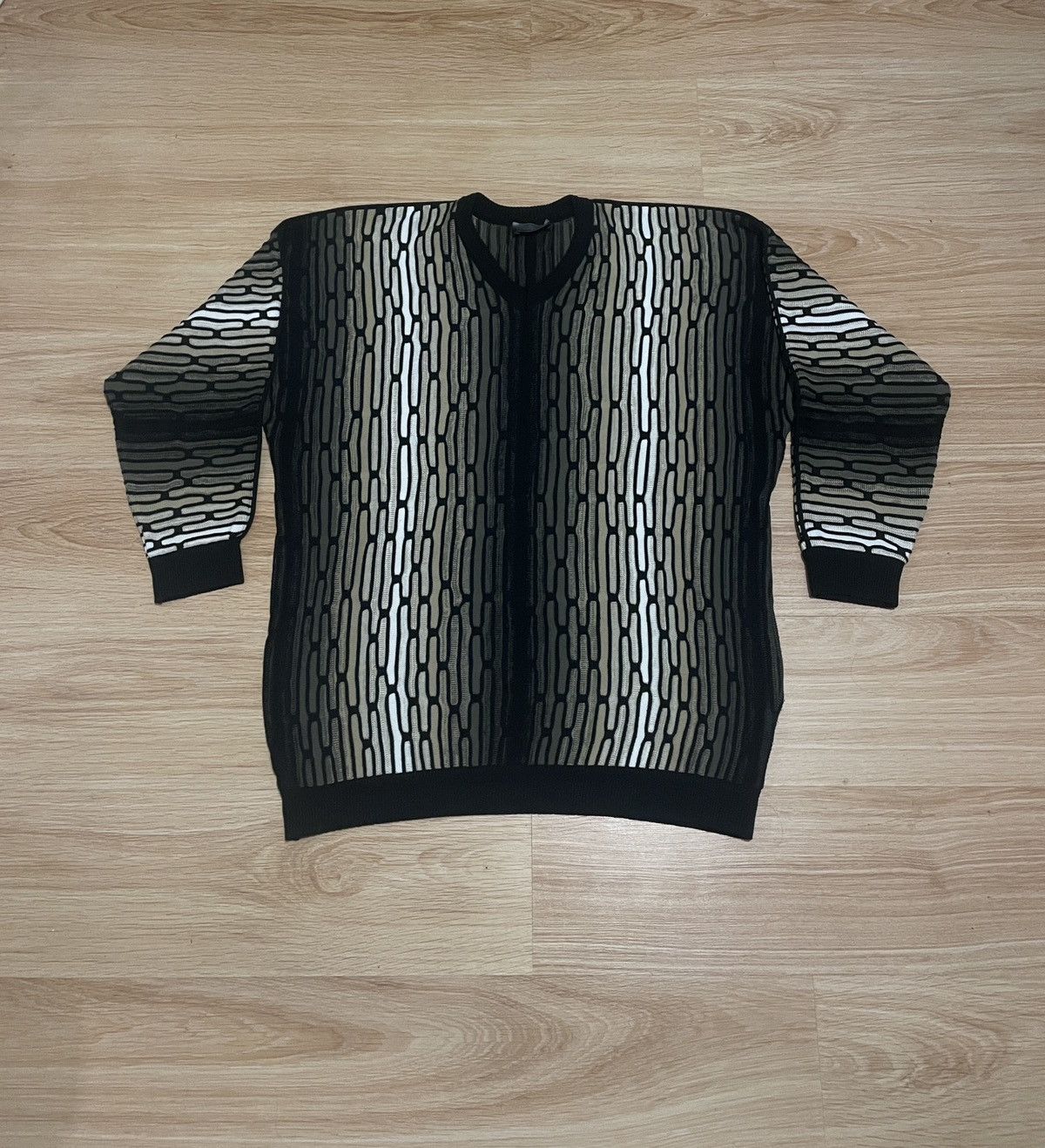 Carlo Colucci 🔥 90s Carlo Colucci 3D Pattern Knit Sweater XXL Coogi Style Size US XXL / EU 58 / 5 - 2 Thumbnail