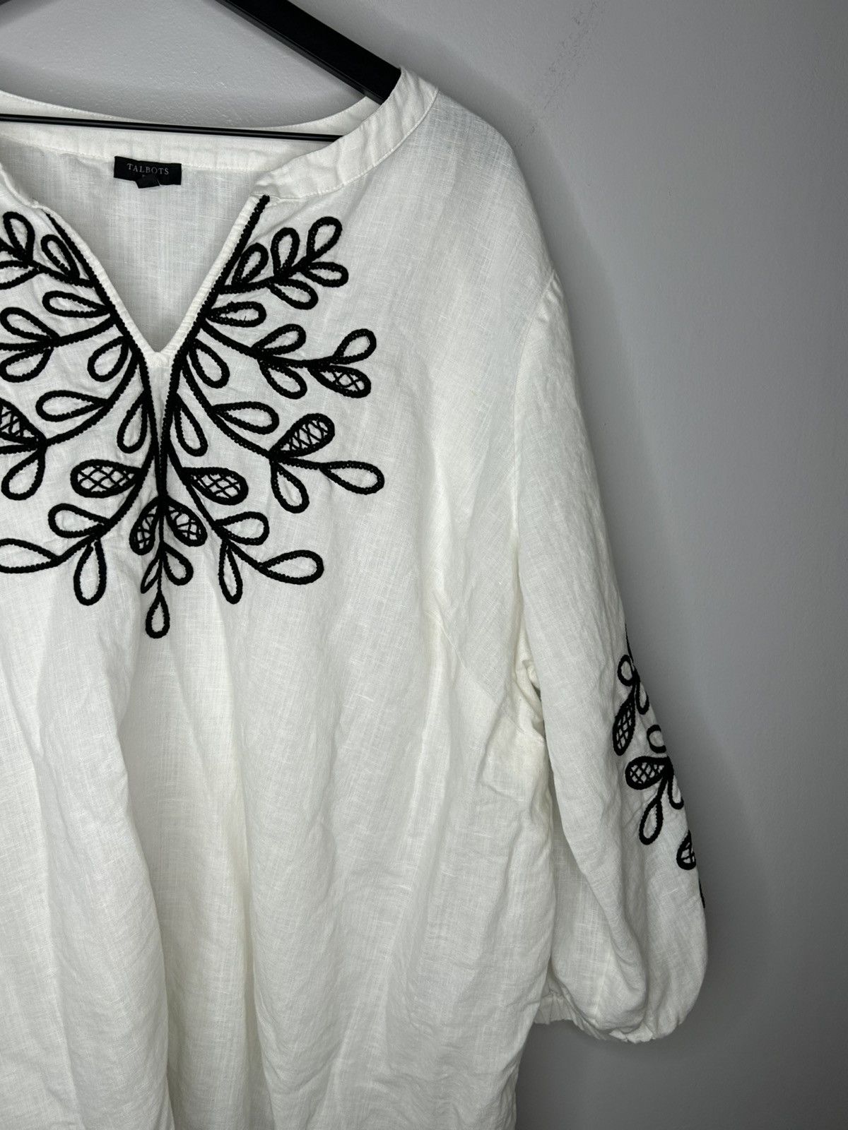 Talbots Talbots Black and White Embroidered Linen Blend Top Size 3X Size 3XL / US 20-22 - 6 Thumbnail