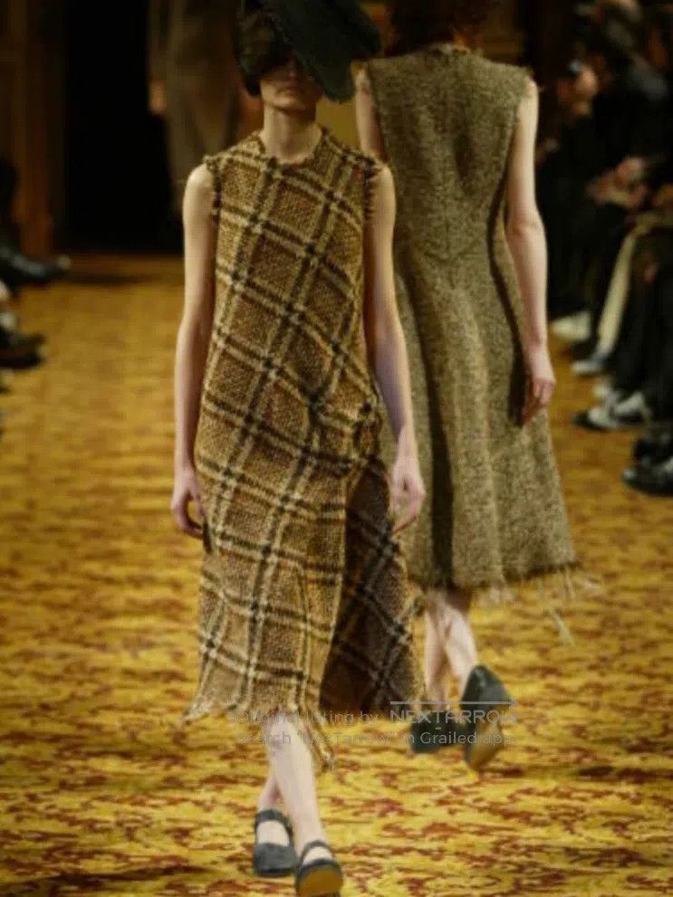 light brown slip on dress shoes Josephine' Wool Tweed Dress in Crema – Santinni main image 0