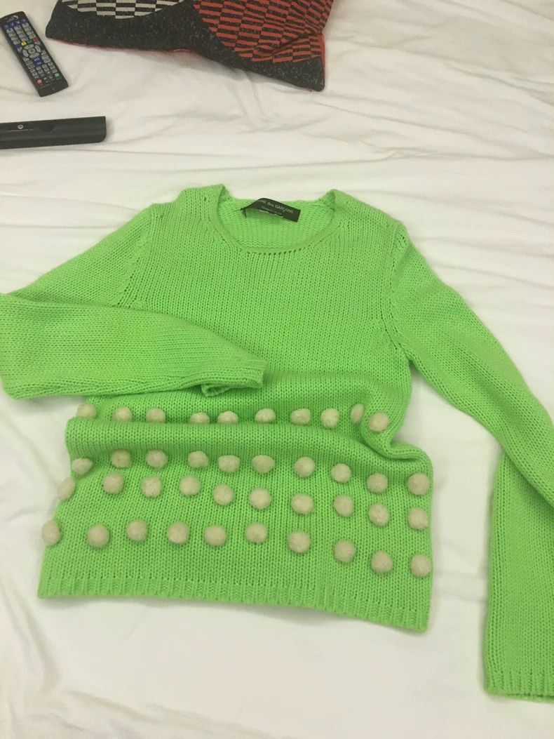 Comme des Garcons Comme Des Garcons Fluorescent green polka-dot knit sweater Size S / US 4 / IT 40 - 1 Thumbnail