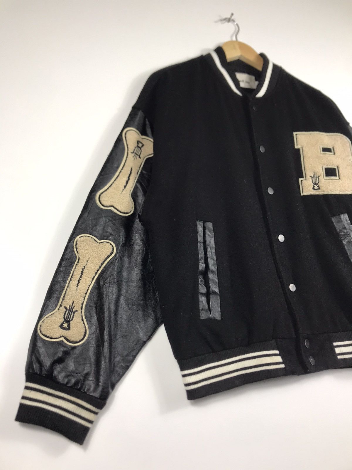 14th Addiction 🔥Black Air Skeleton Wool Baggy Varsity Jacket Size US M / EU 48-50 / 2 - 2 Thumbnail
