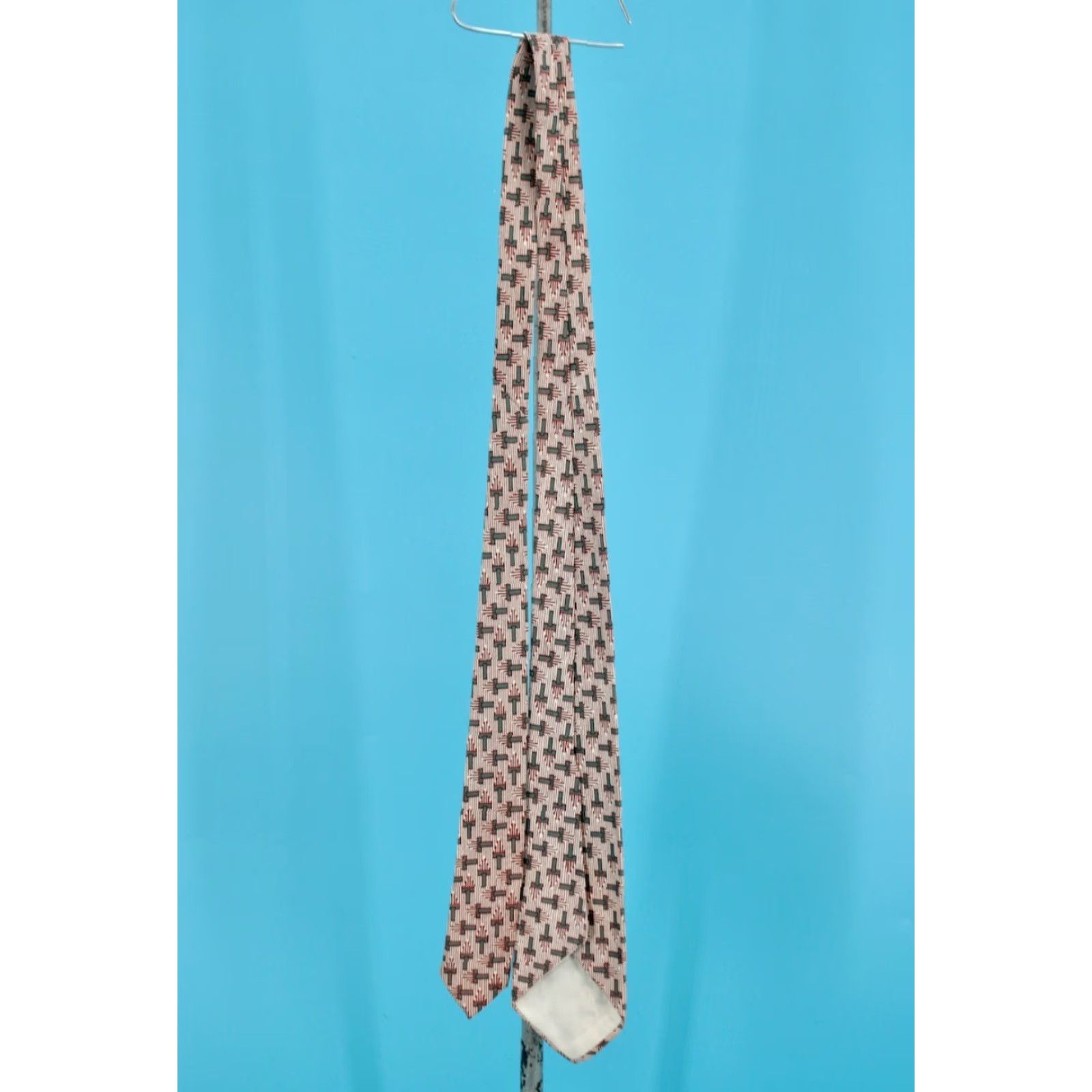 Haband VTG Men's 1950s Green Brown & White Geometric Pattern Necktie 50s Tie Size ONE SIZE - 7 Thumbnail