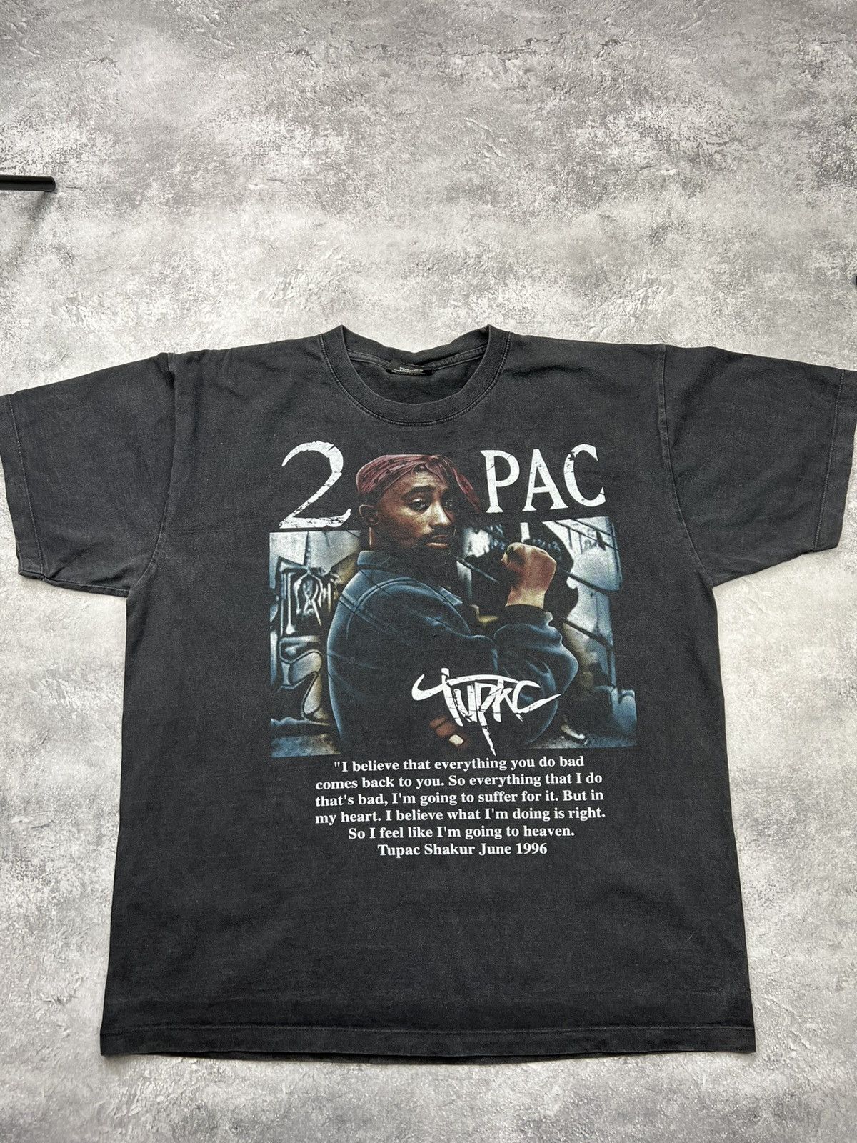 Vintage Vintage 90s Tupac 2pac 90s T Shirt Rare Black Size US XL / EU 56 / 4 - 1 Thumbnail