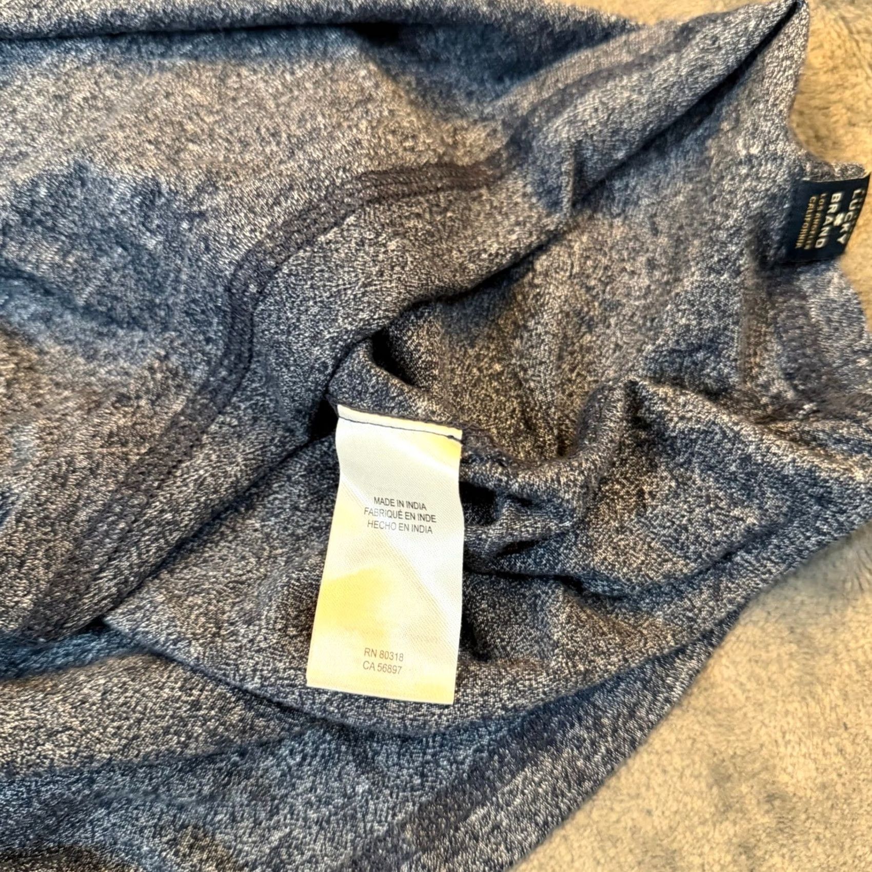 Lucky Brand Lucky Brand Long Sleeve Crewneck T Shirt Mens Medium Blue Heathered Cotton Blend Size US M / EU 48-50 / 2 - 5 Thumbnail