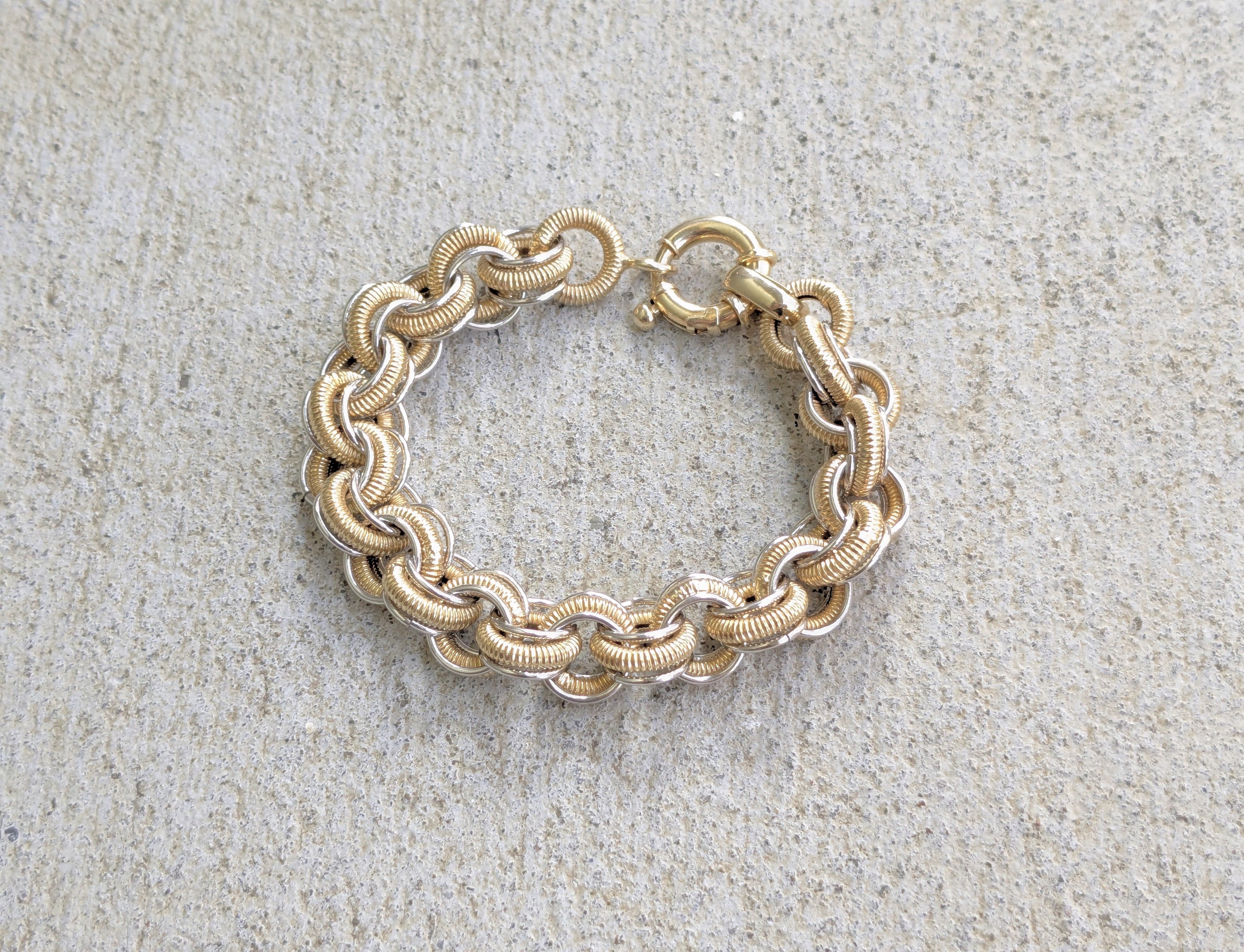 Sterling Silver Milor Sterling Silver Bracelet Round Vermeil Gold Plated 7.5 Size ONE SIZE - 2 Thumbnail
