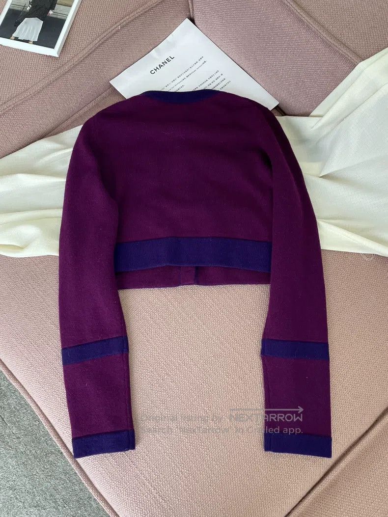 Chanel Chanel 23B purple short cashmere cardigan jacket Size XS / US 0-2 / IT 36-38 - 3 Thumbnail