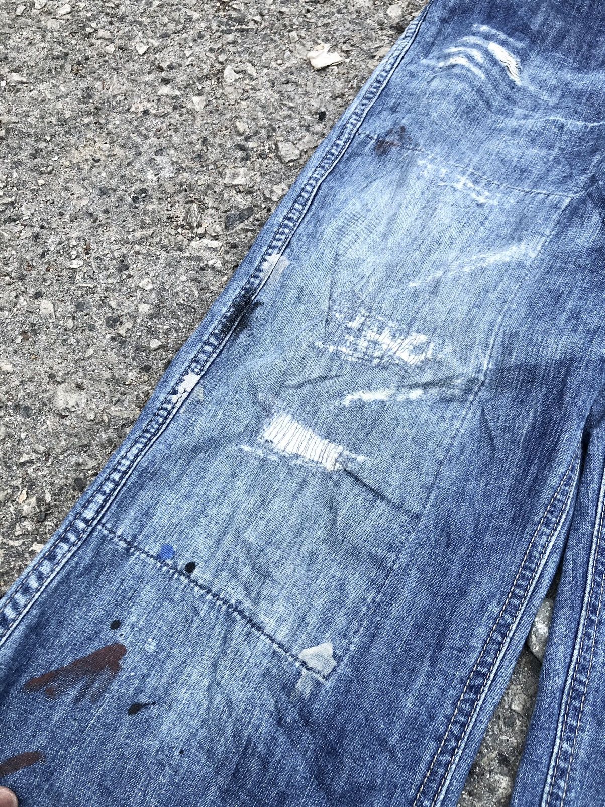 Japanese Brand SPLATTER PAINT BUCKLE BACK JEANS BY CUBE SUGAR Size US 32 / EU 48 - 5 Thumbnail