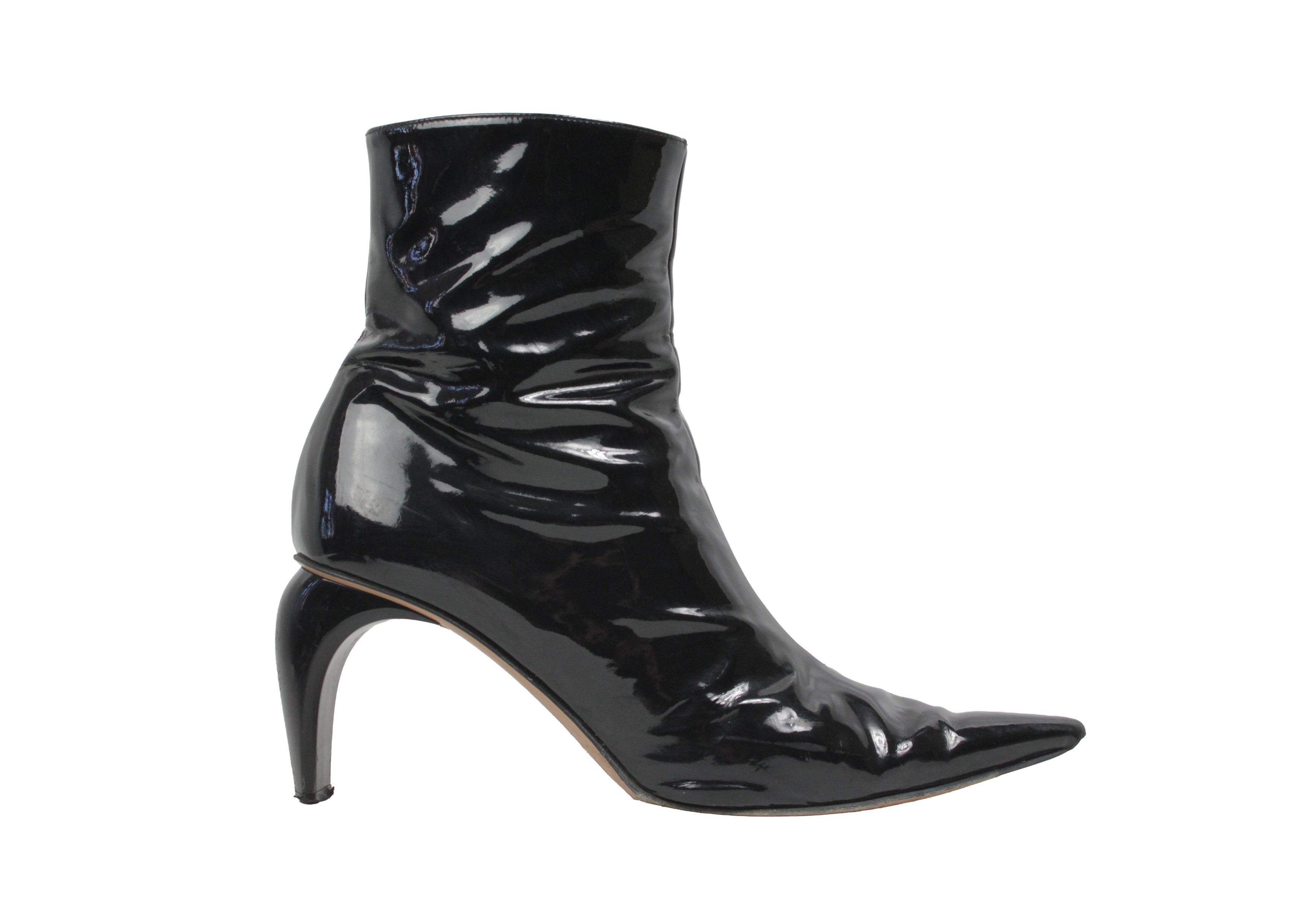 Misbhv Slicer Distressed Point Toe Patent Vinyl Ankle Boots Size US 9 / IT 39 - 1 Thumbnail