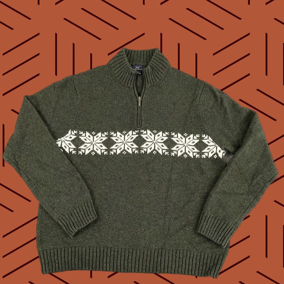 Brooks Brothers Brooks Brothers Sweater Mens XL Green Fair Isle 1/4 Zip Pullover Size US XL / EU 56 / 4 - 1 Thumbnail