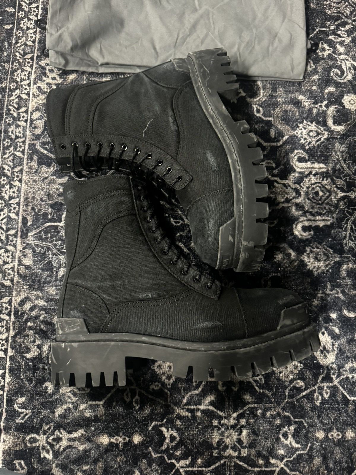 Balenciaga BALENCIAGA BLACK COMBAT STRIKE BOOT NEW SIZE 42 | Grailed