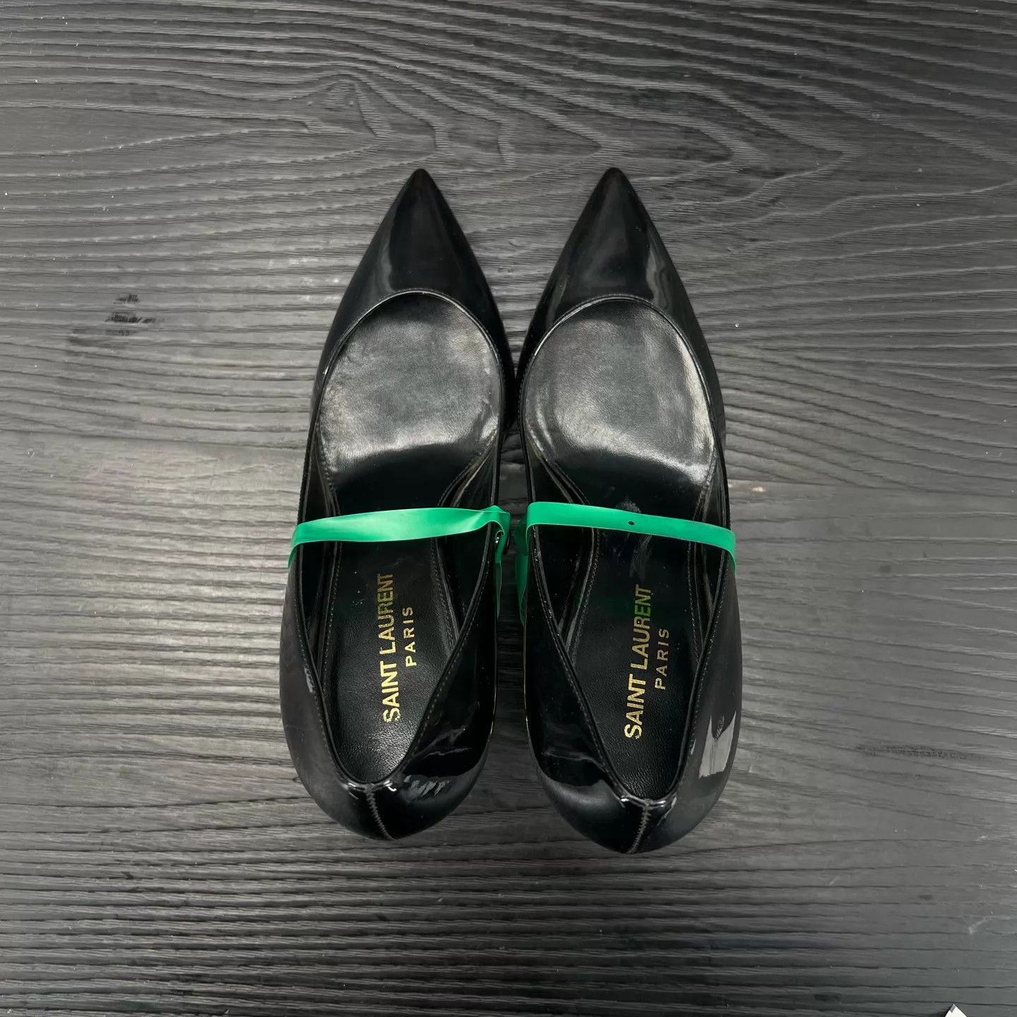 Saint Laurent Paris SAINT LAURENT Opyum Patent Black Gold Heels 37 Box Worn Size US 6.5 / IT 36.5 - 7 Thumbnail