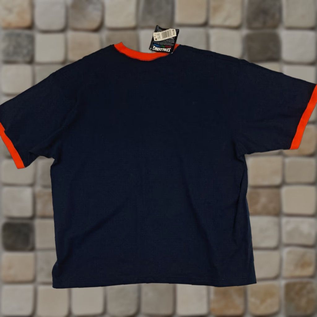 Spalding VINTAGE Spalding Athletic Sports Shirt Navy Orange Trim 2XL NWT Mens Short Sleeve T-Shirt - Orange, Navy, Solid, Athletic Fit Size US XXL / EU 58 / 5 - 1 Thumbnail