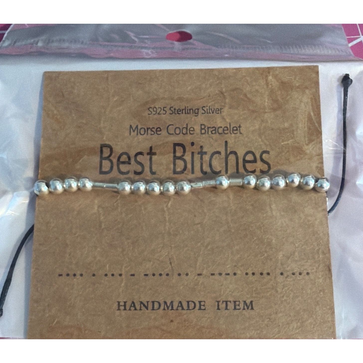 Other Sterling Silver Morse Code Bracelet "Best Bitches" Handmade Size ONE SIZE - 1 Thumbnail