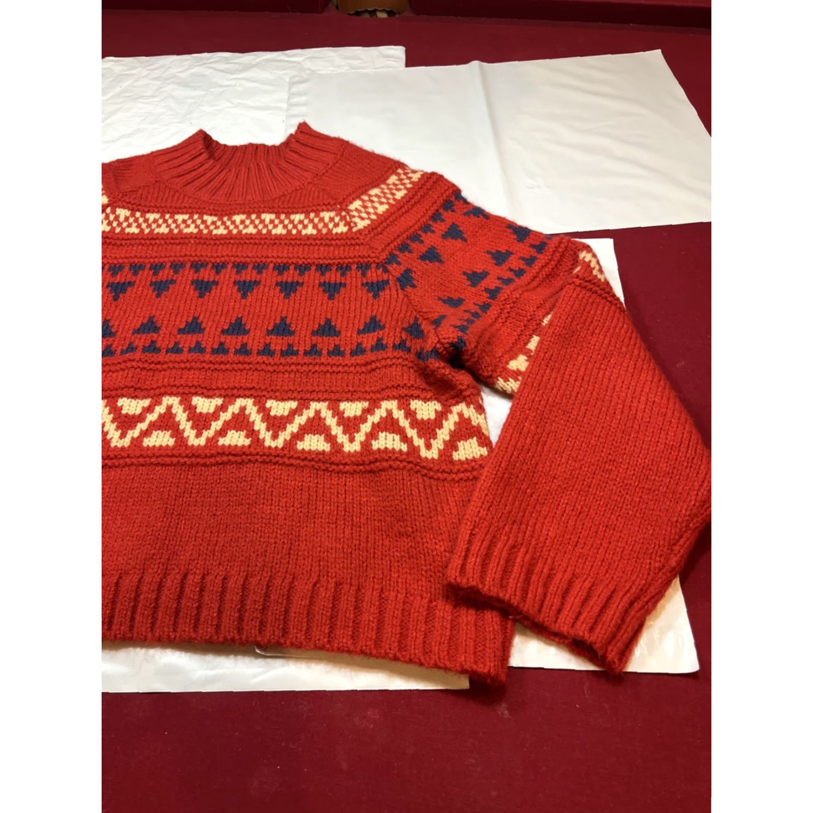 Vintage Universal Thread Sweater Shirt Ladies 2XL Rust Red Fair Isle Chunky Knit Boxy Pullover Oversized Women’s Size XXL / US 16-18 / IT 52-54 - 5 Thumbnail