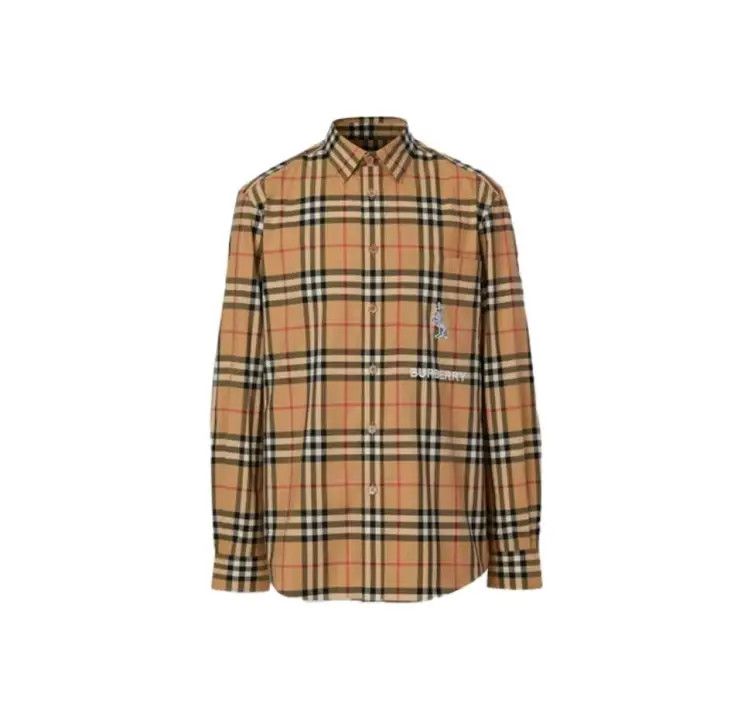 Burberry Classic Zebra Embroidered Check Long Sleeve Shirt 0079