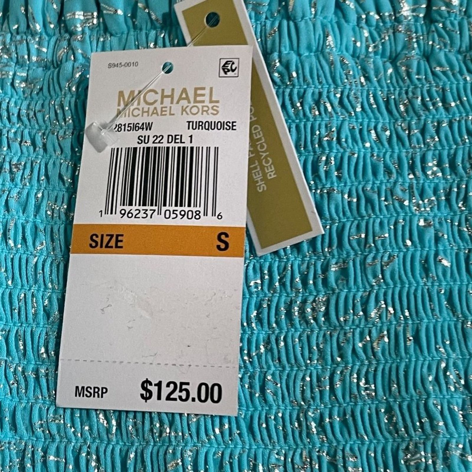 Michael Kors Michael Kors Smocked Peasant Dress Foil Print Turquoises Size S / US 4 / IT 40 - 15 Thumbnail