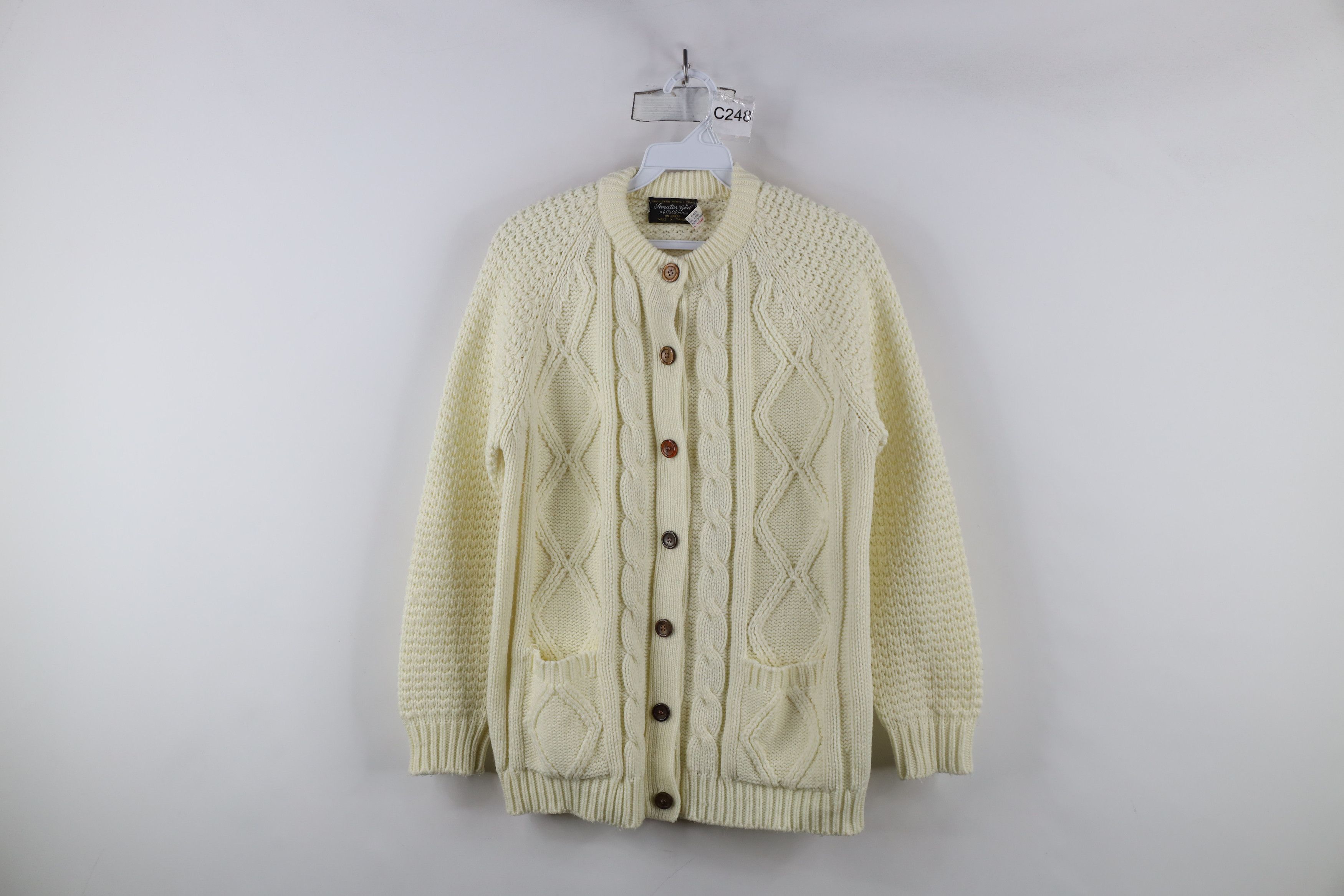 Vintage Vintage 60s 70s Streetwear Fisherman Knit Cardigan Sweater Size M / US 6-8 / IT 42-44 - 1 Thumbnail