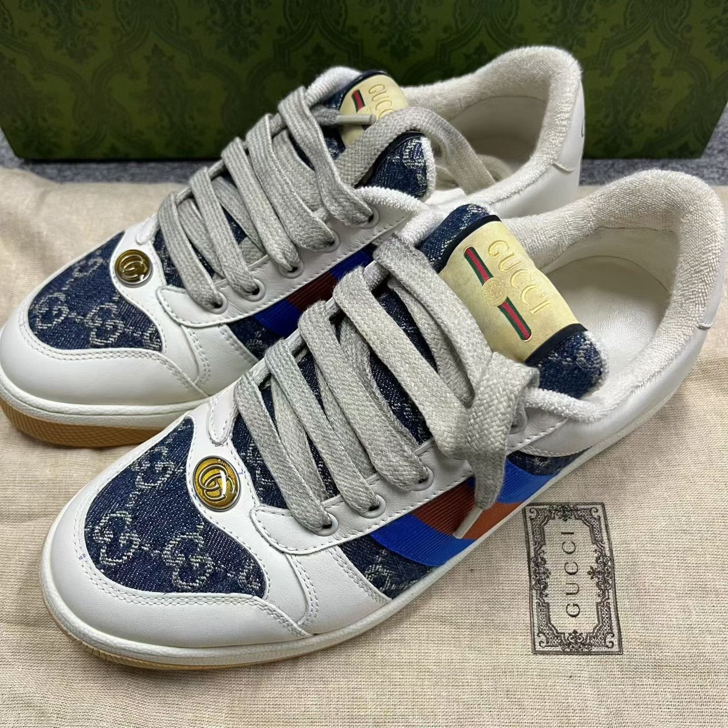 Gucci Gucci Blue Lowtop Sneakers 5.5 Men Size US 5.5 / EU 38 - 1 Thumbnail
