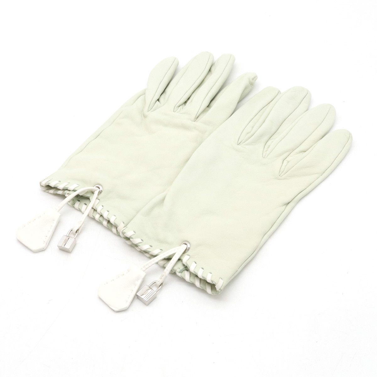 Hermes Hermes Hermes Leather Gloves 7 1/2 Off-White Leather Gloves in Pristine Condition Size ONE SIZE - 1 Thumbnail
