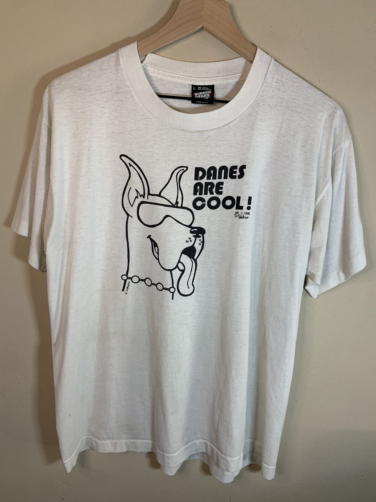Vintage *RARE* Vintage 80’s Great Danes Are Cool Single Stitch Shirt Size US L / EU 52-54 / 3 - 1 Thumbnail