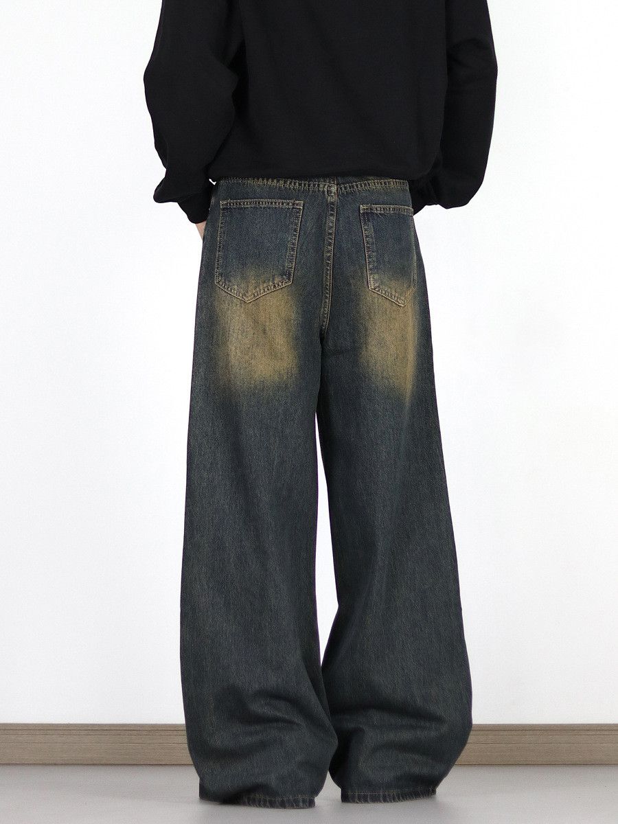 Japanese Brand × Jean Men's street loose straight retro distressed washed jeans Size US 32 / EU 48 - 4 Thumbnail