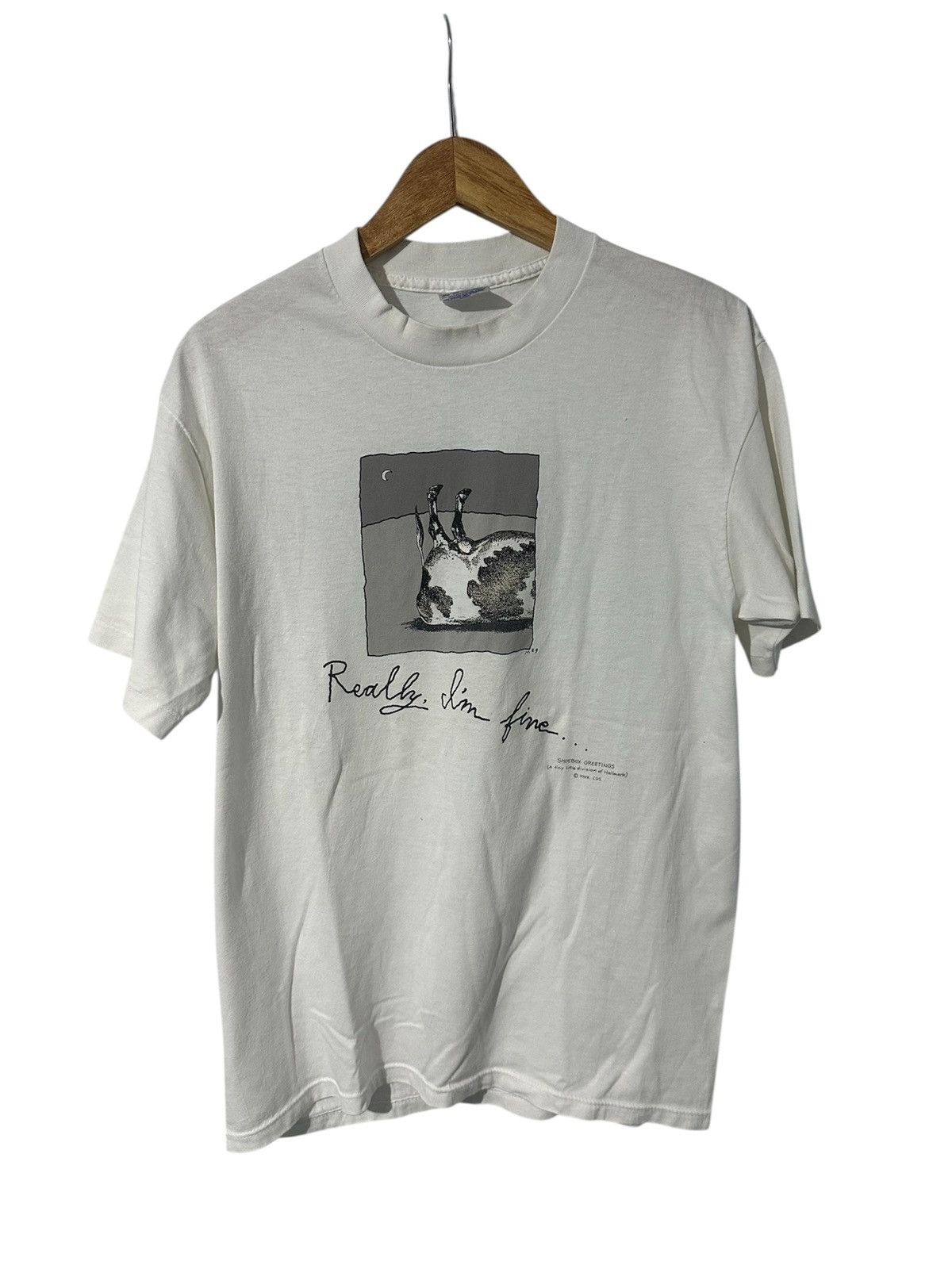 Vintage 90s SHOEBOX GREETINGS "Really I'm Fine" TSHIRT Size US L / EU 52-54 / 3 - 1 Thumbnail