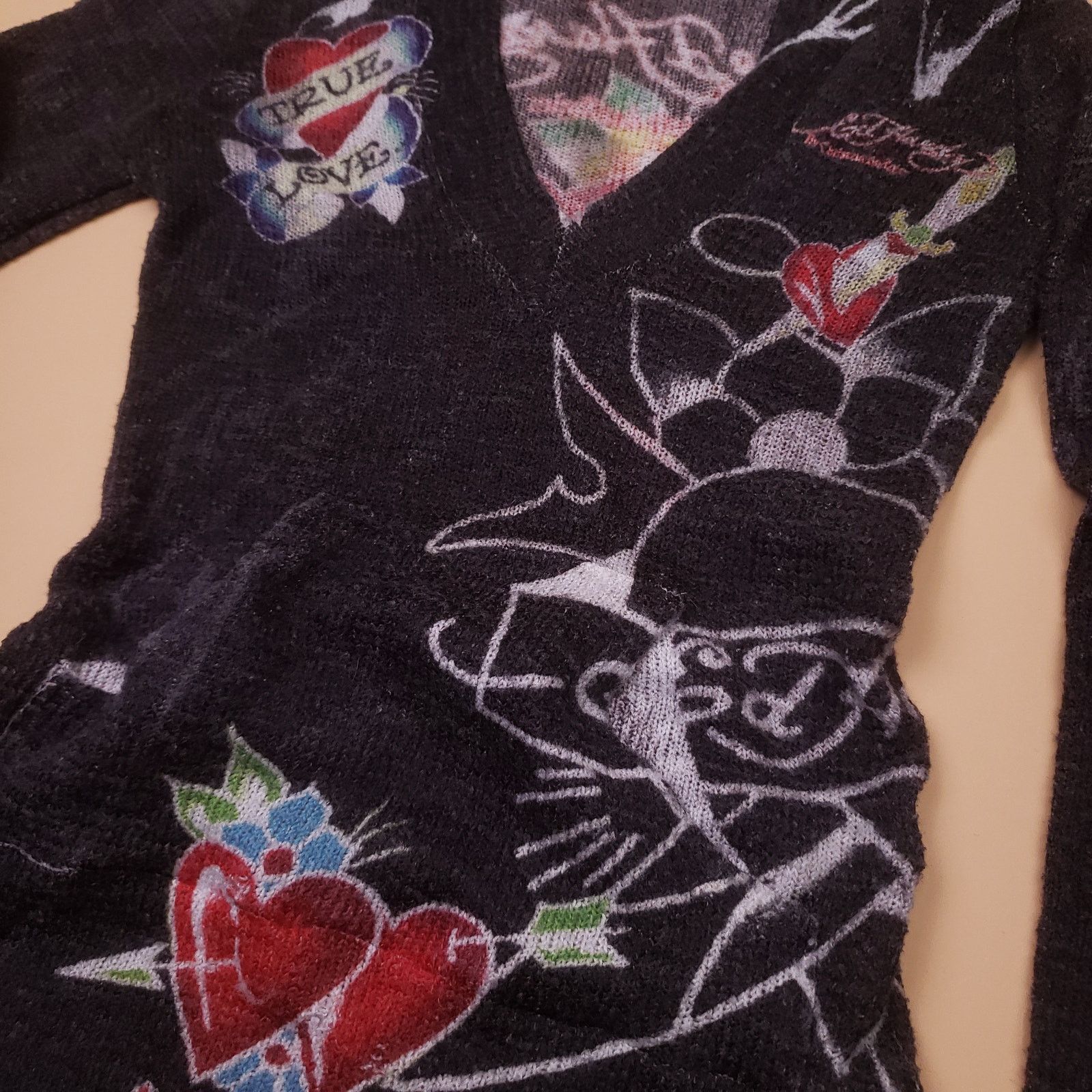 Ed Hardy Vtg Ed Hardy fitted pullover v-neck mini dress PETITE Size XS / US 0-2 / IT 36-38 - 6 Thumbnail
