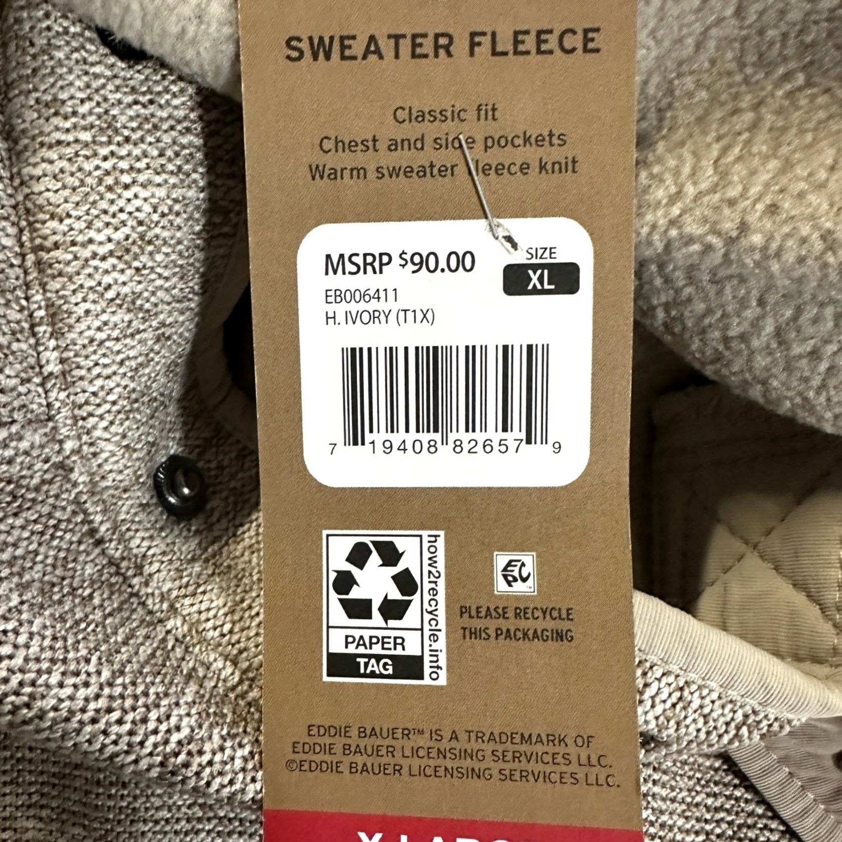 Eddie Bauer Eddie Bauer Fleece Sweater Mens XL Gray Quarter Snap Pocket Pullover Knit Seasonal Outdoor Walking Shirts Womens Size US XL / EU 56 / 4 - 7 Thumbnail