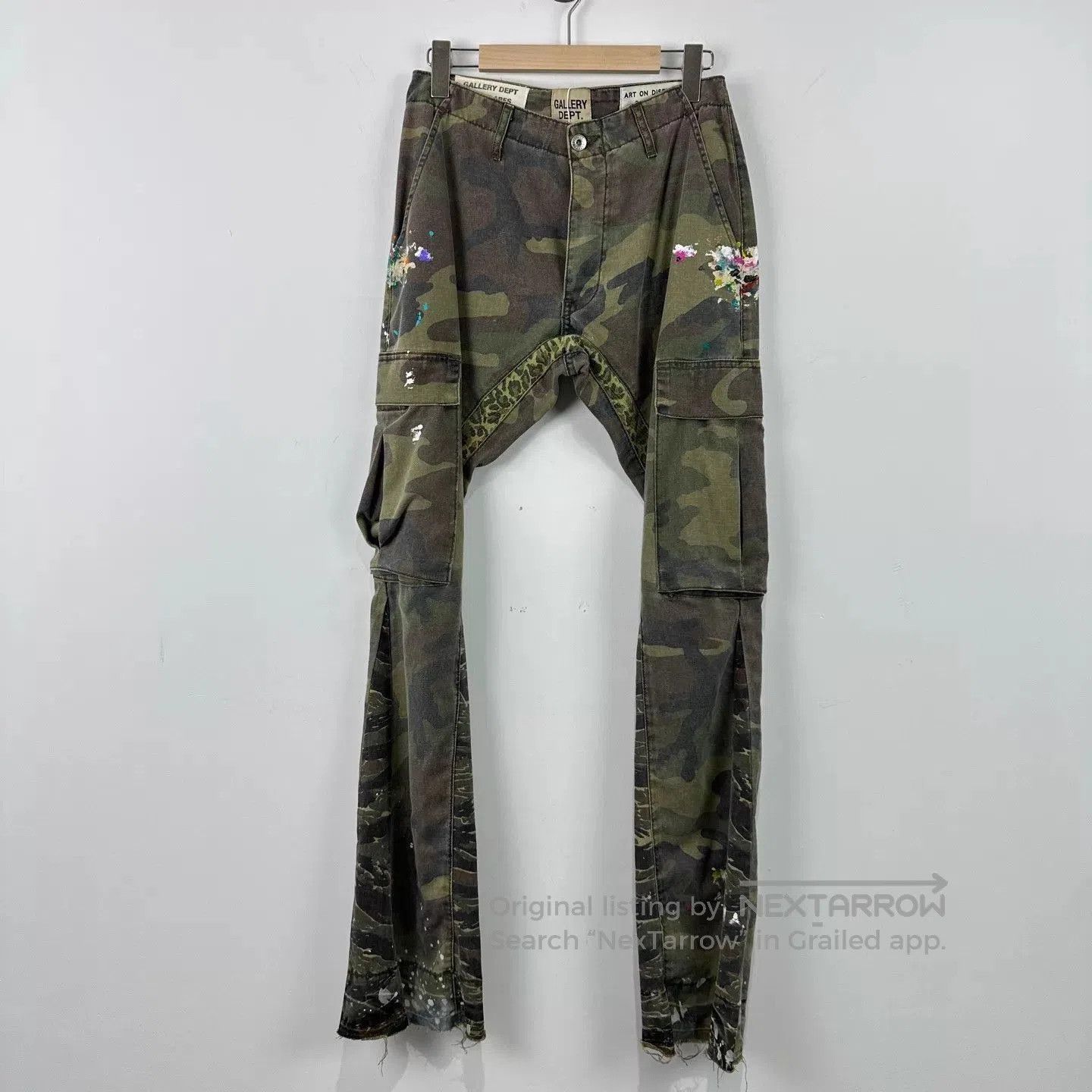 Gallery Dept. Green Camo Cargo Pants w/ Paint Splatter Size 28. Size US 28 / EU 44 - 1 Thumbnail