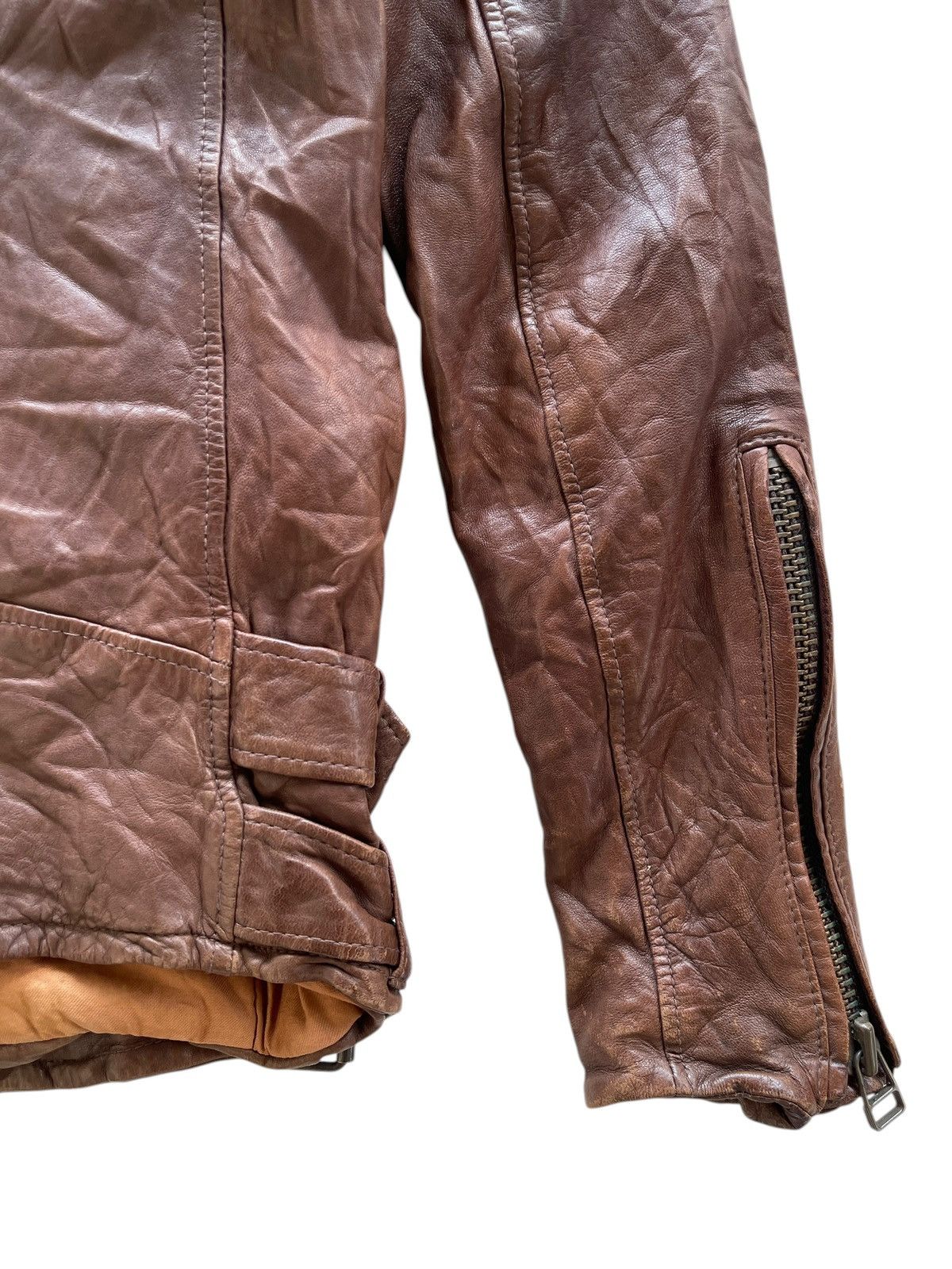 Japanese Brand NINE Sheepskin Wrinkle Rider Leather Jacket Size XS / US 0-2 / IT 36-38 - 14 Thumbnail