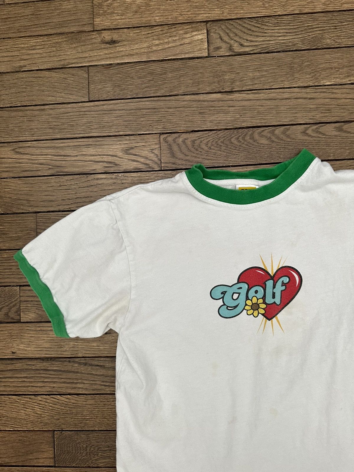 Golf Wang Golf Wang Heart "Romeo" Ringer White + Green Tee Sz. Medium Size US M / EU 48-50 / 2 - 3 Thumbnail