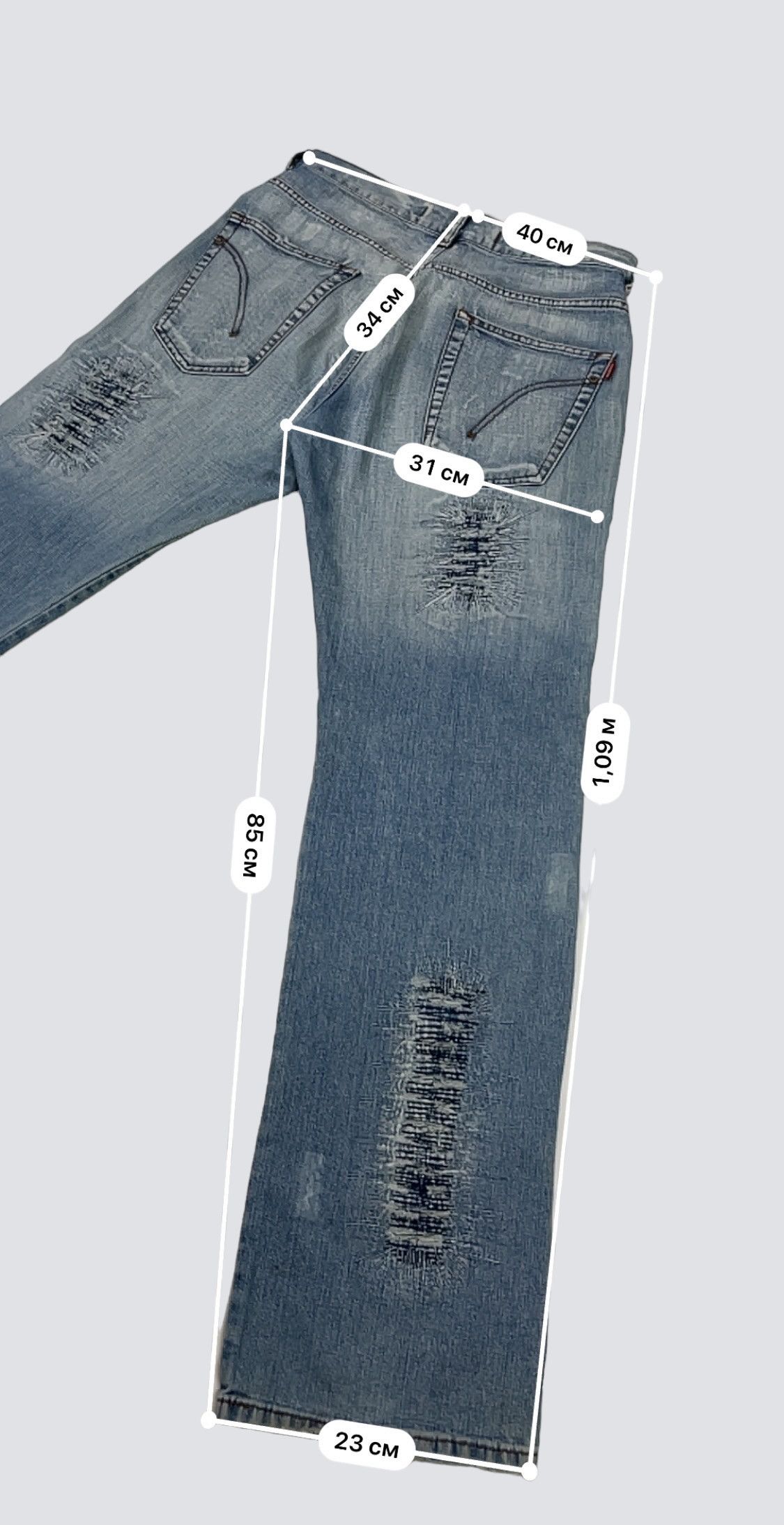 Other 1990s BAGGY DISTRESSED REPAIRED FADED DENIM PANTS - № 3003 Size US 34 / EU 50 - 11 Thumbnail