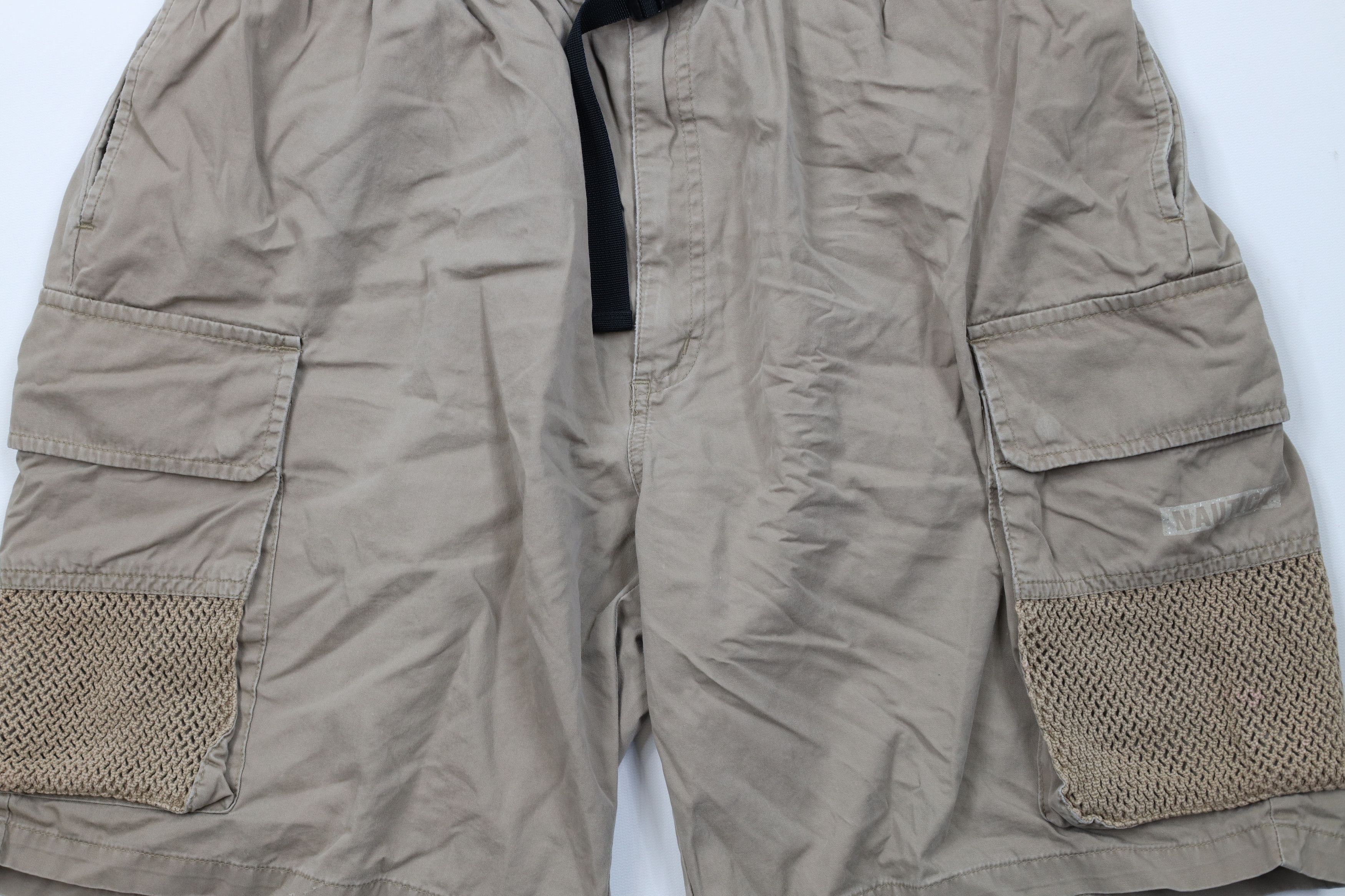 Nautica × Vintage Vintage 90s Nautica Spell Out Belted Mesh Cargo Shorts Beige Size US 34 / EU 50 - 3 Thumbnail