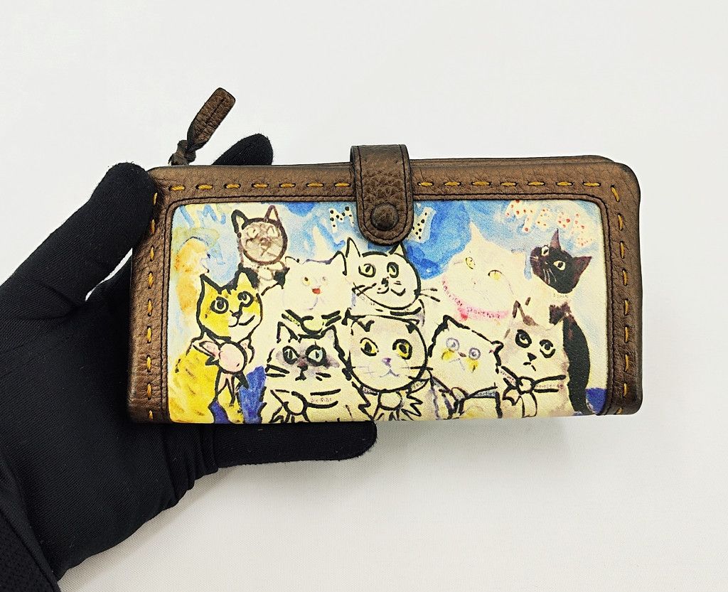 Japanese Brand MANHATTANER'S full leather long wallet cat graphic Size ONE SIZE - 7 Thumbnail
