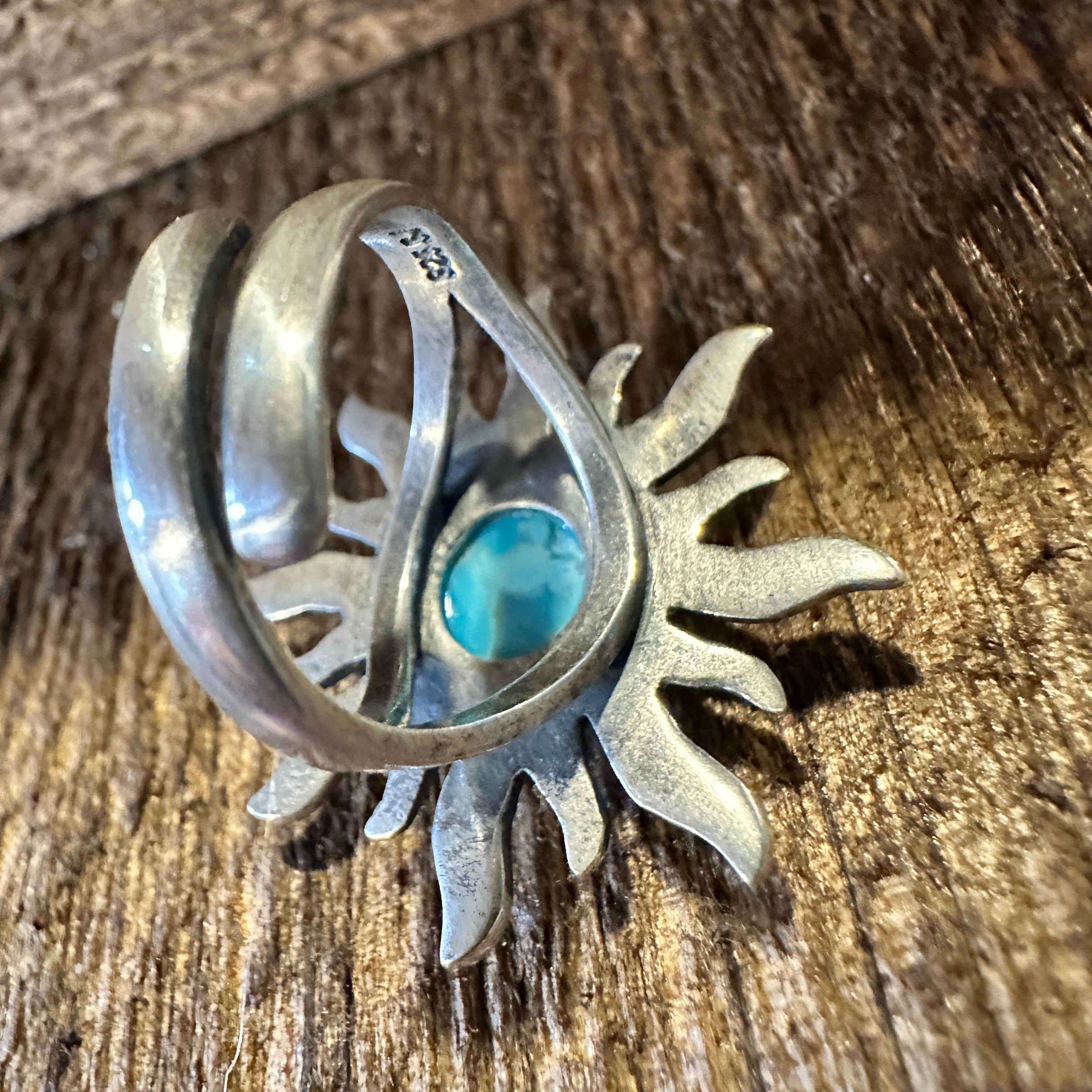 Other Turquoise Sunburst Cuff Ring in Sterling Silver - Native Ame Size ONE SIZE - 8 Thumbnail