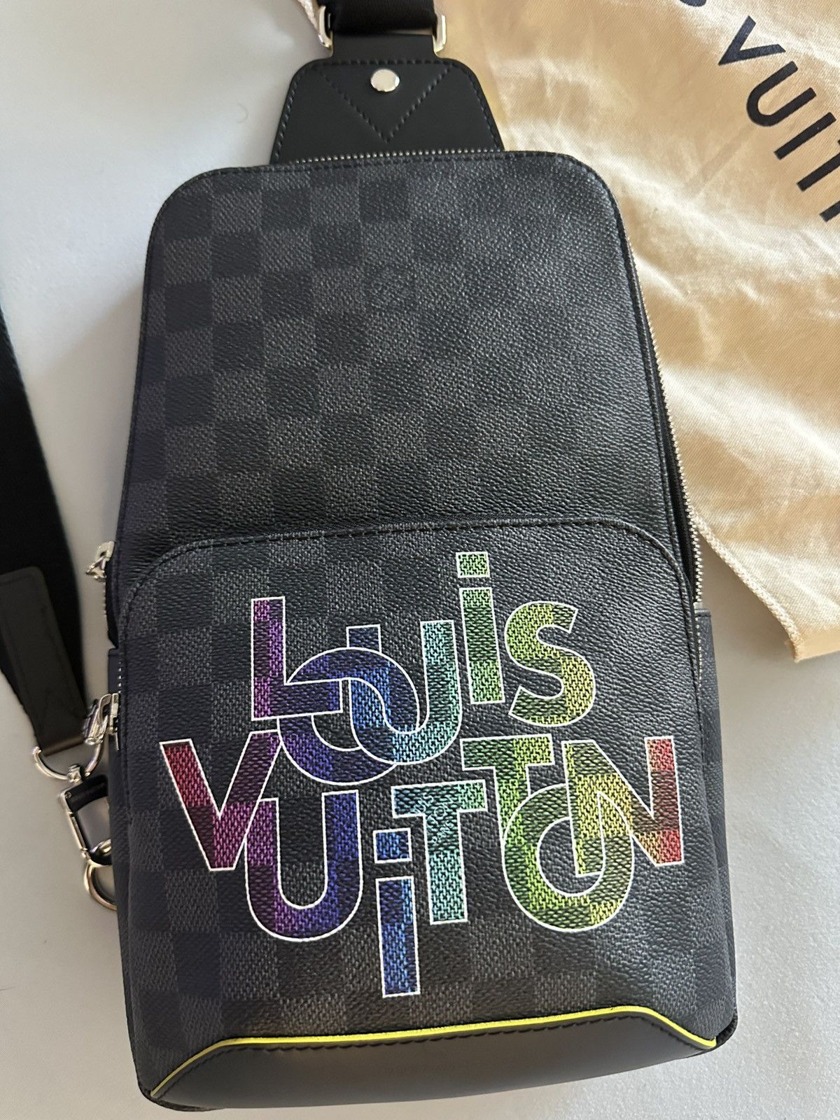 Louis Vuitton Louis Vuitton Avenue Sling Bag Bag Damier Graphite Yellow Size ONE SIZE - 3 Thumbnail