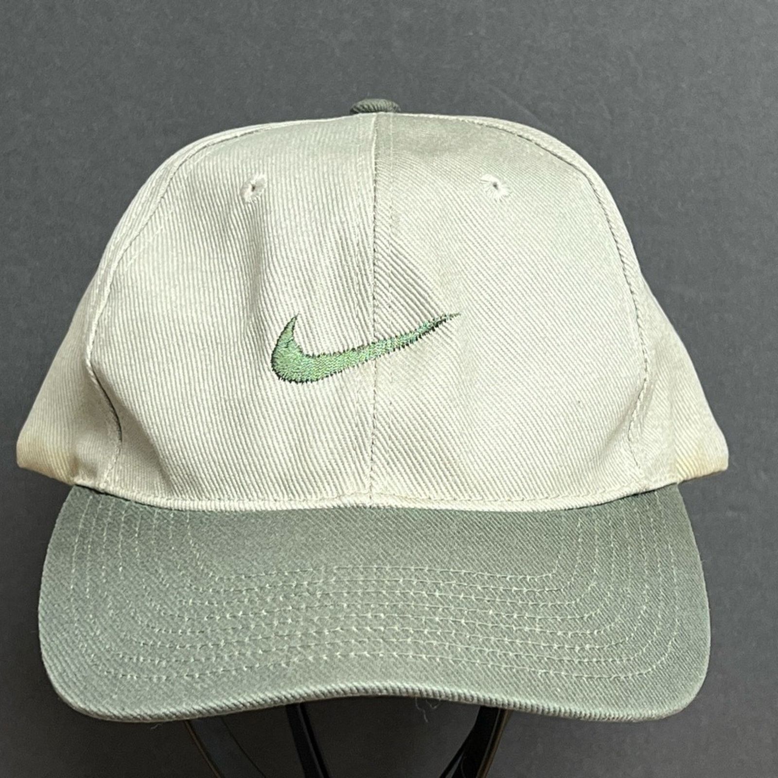 Nike NIKE Strapback Hat VTG Olive Beige Center Swoosh Golf Cap Size ONE SIZE - 1 Thumbnail
