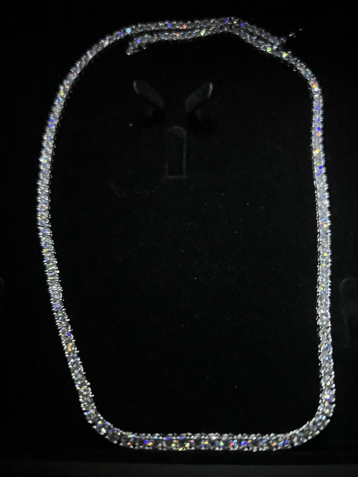 Designer REAL 3mm MOISSANITE Silver Tennis Chain Necklace Size ONE SIZE - 3 Thumbnail