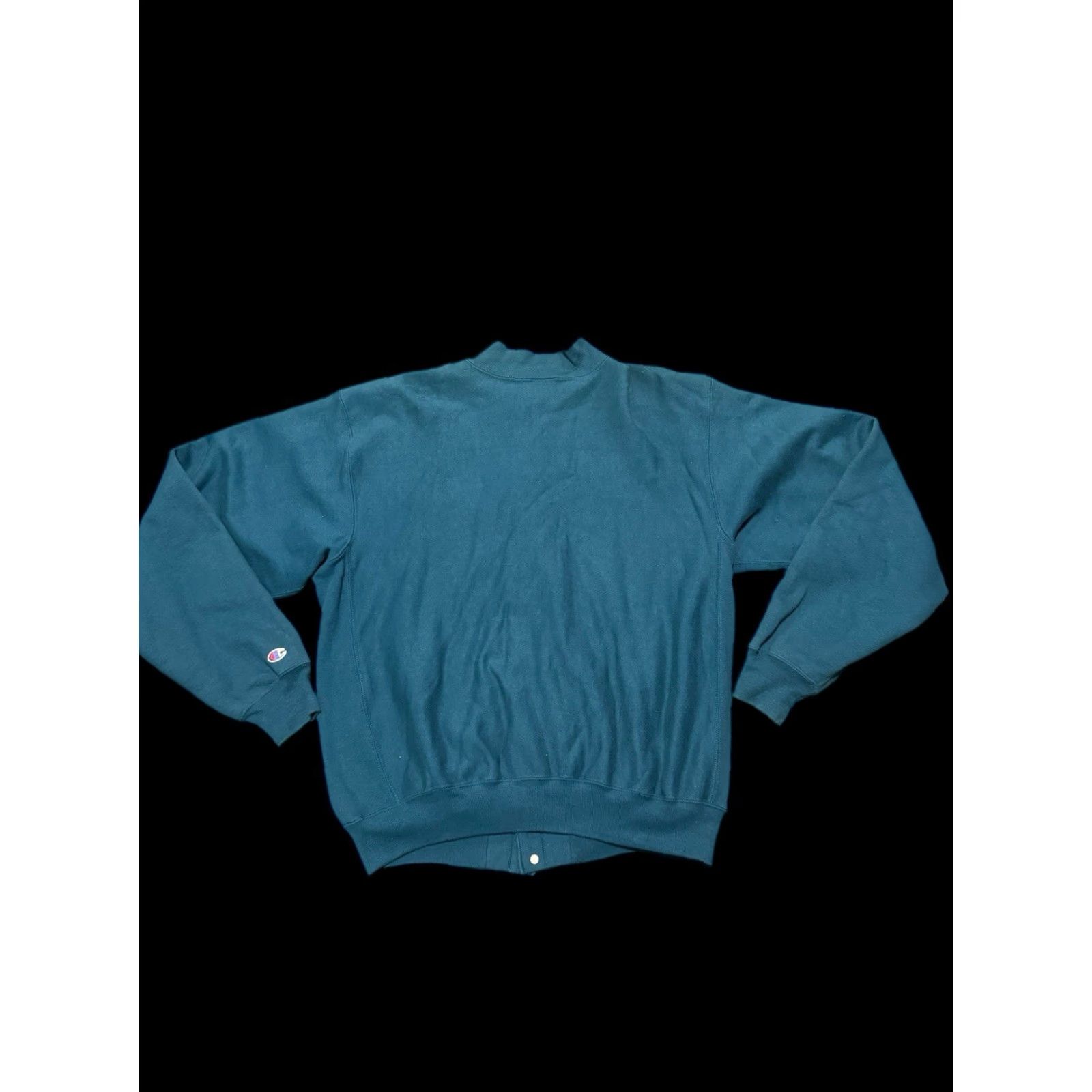 Champion VINTAGE Champion Reverse Weave Snap Front Cardigan Warm Up Jacket L/XL Teal 90s Mens Cardigan Snap Front Reversible Warm Up Jacket Size US L / EU 52-54 / 3 - 7 Thumbnail