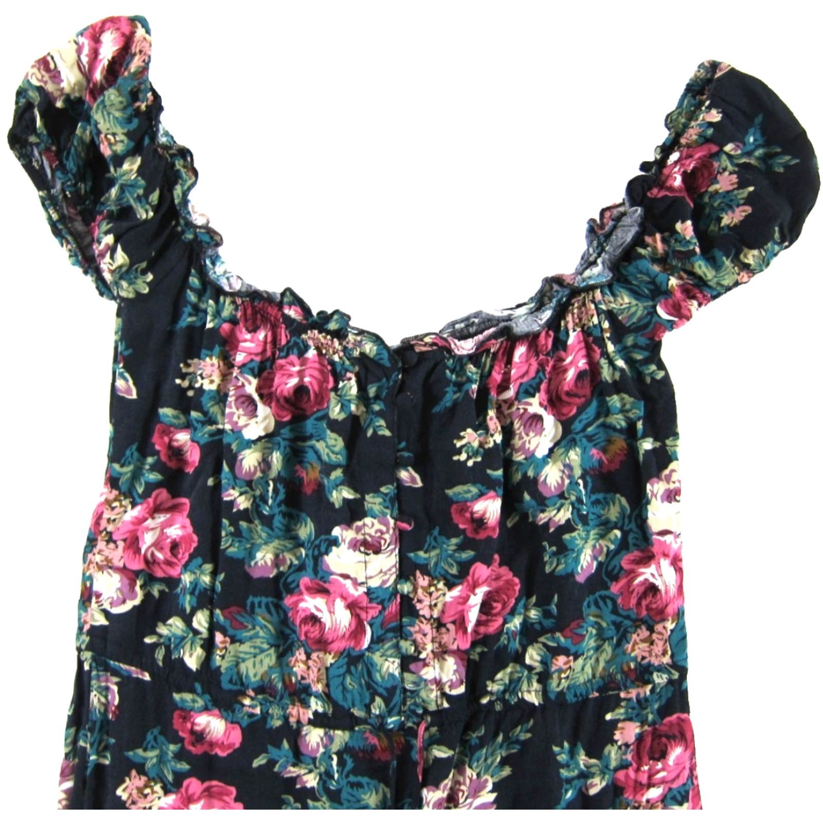 Pinko Augusta Rayon Black Pink Blue Floral Cap Sleeve Maxi Dress 6 Size M / US 6-8 / IT 42-44 - 4 Thumbnail